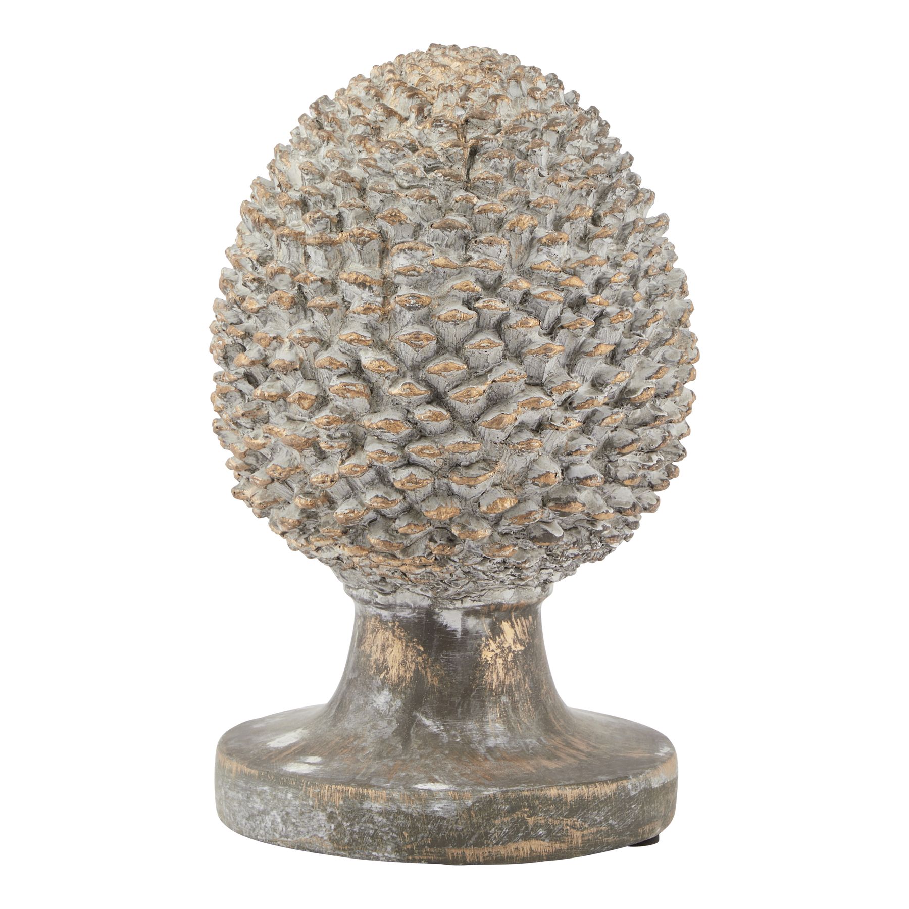 Stone Effect Pinecone Ornament With Gold Accents - Image 1
