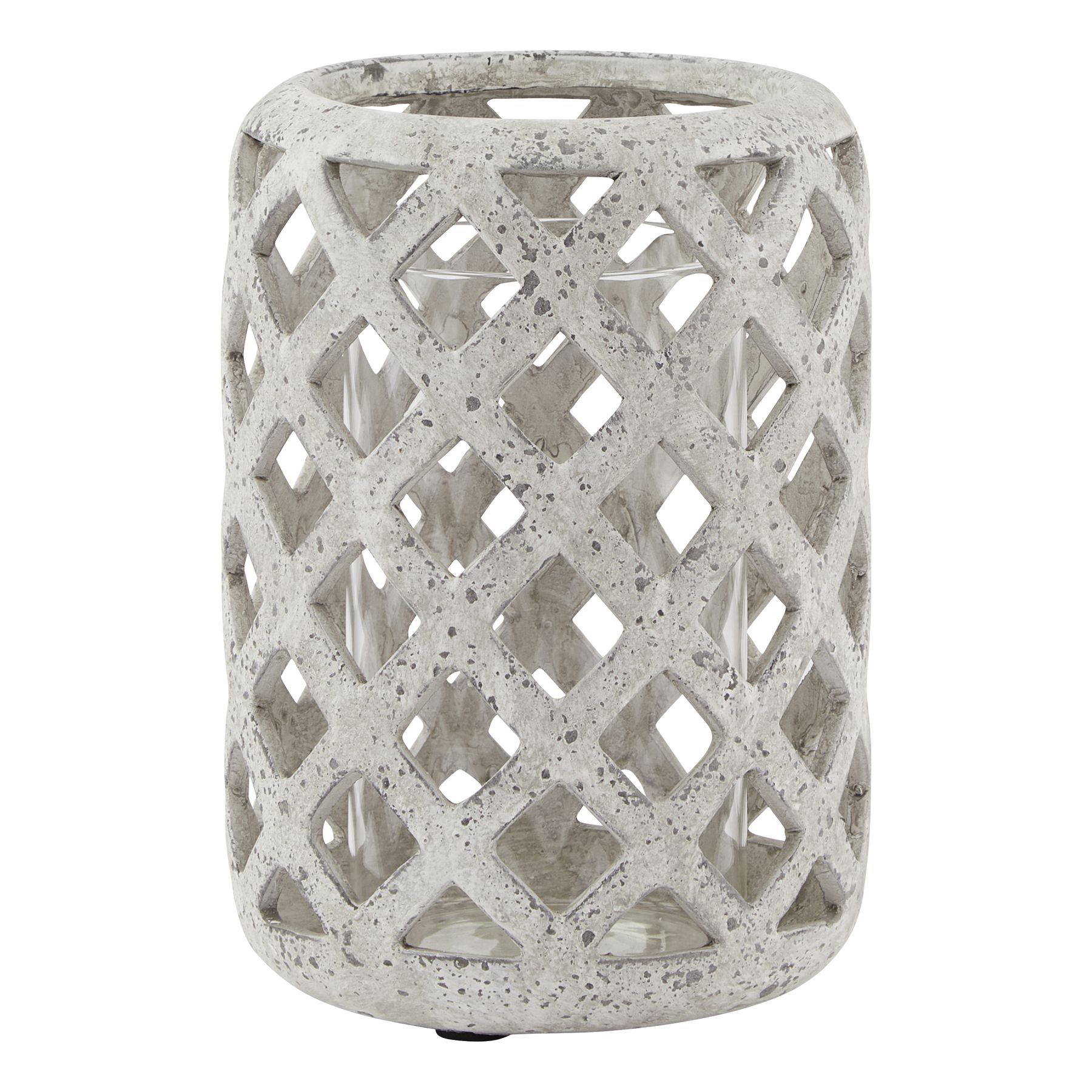 Grey Stone Effect Hurricane Lantern - Image 1