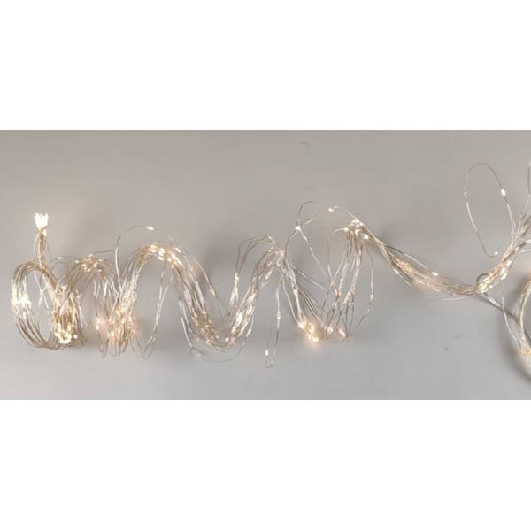8Ft Plug In Micro LED Warm White Christmas Tree Drop Lights - Image 1