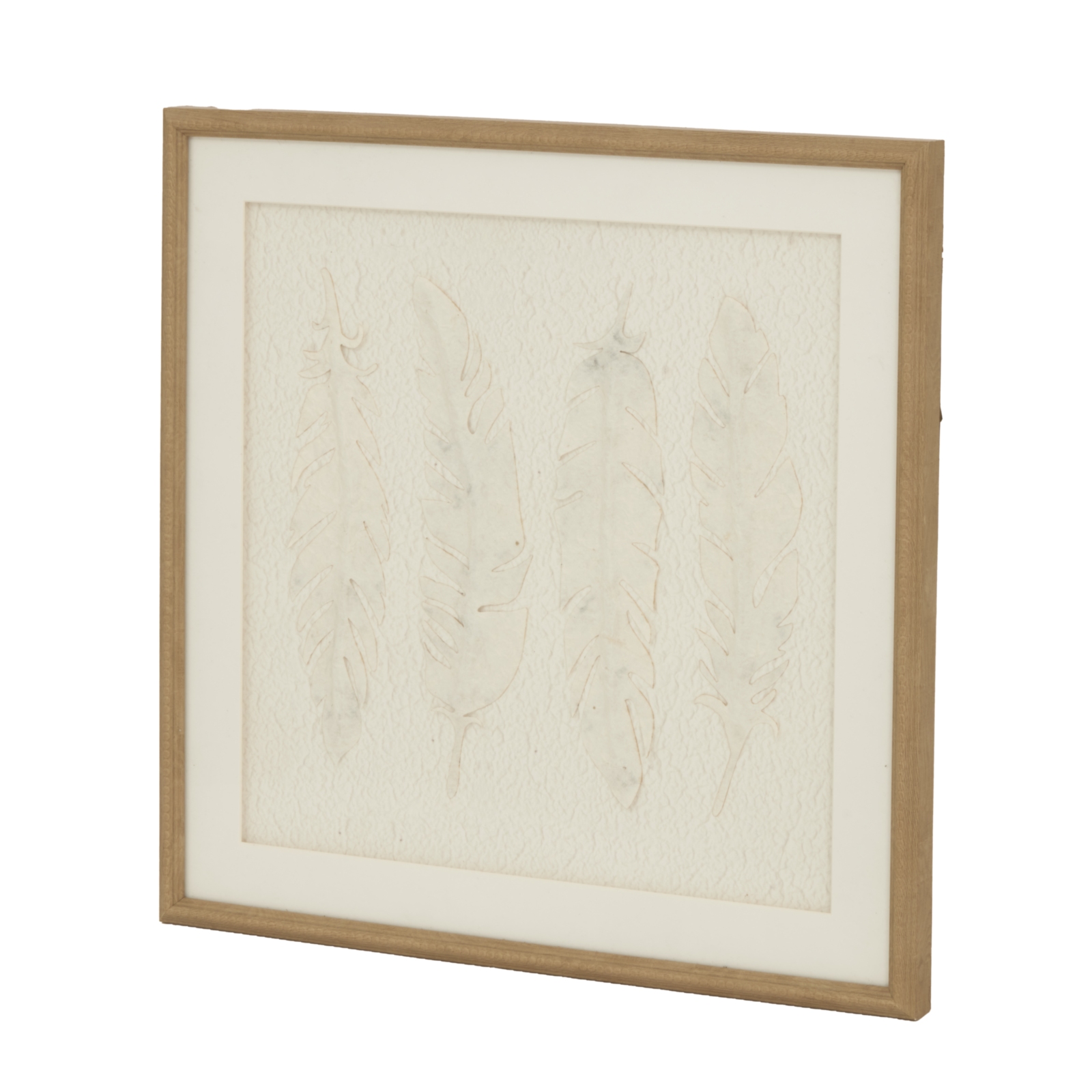 Alta White Feathers Art Mounted In Beaded Frame - Image 1