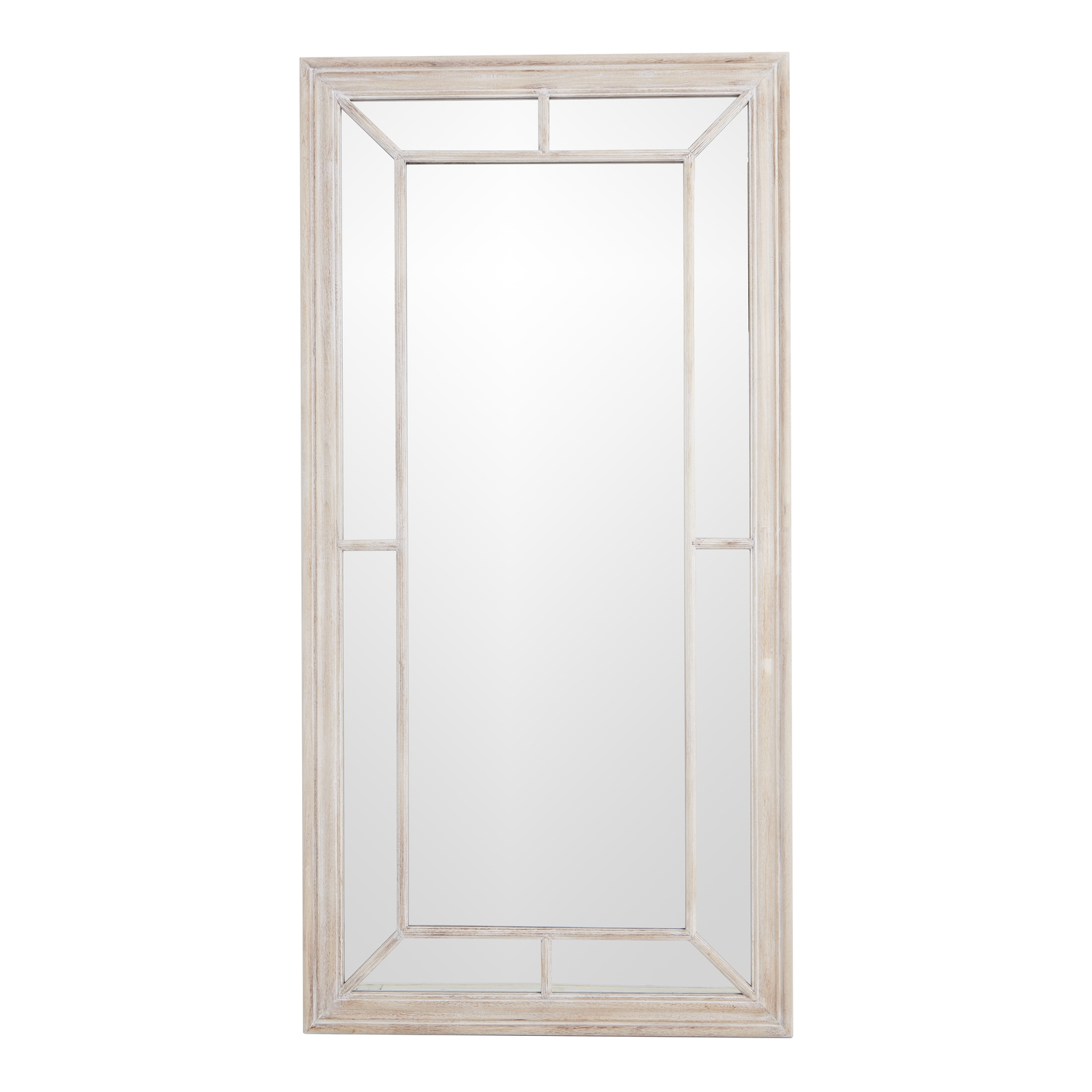 Large Washed Wood Framed Window Mirror - Image 1