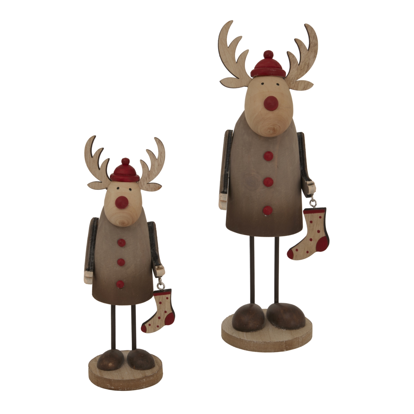 Large Rustic Rudolf With Stocking Decoration - Image 3
