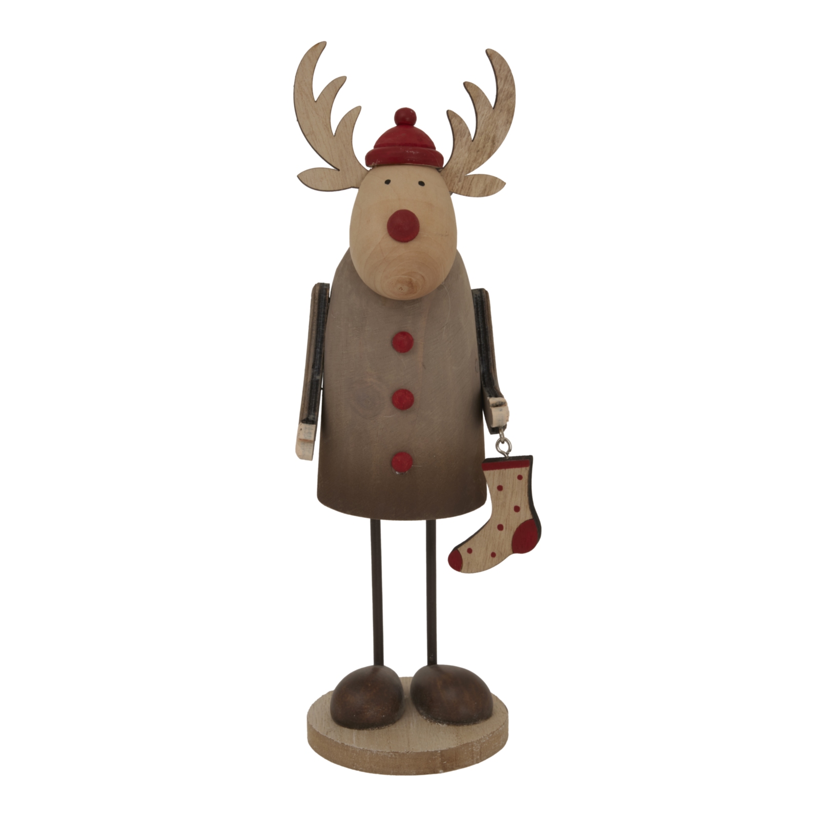 Large Rustic Rudolf With Stocking Decoration - Image 1
