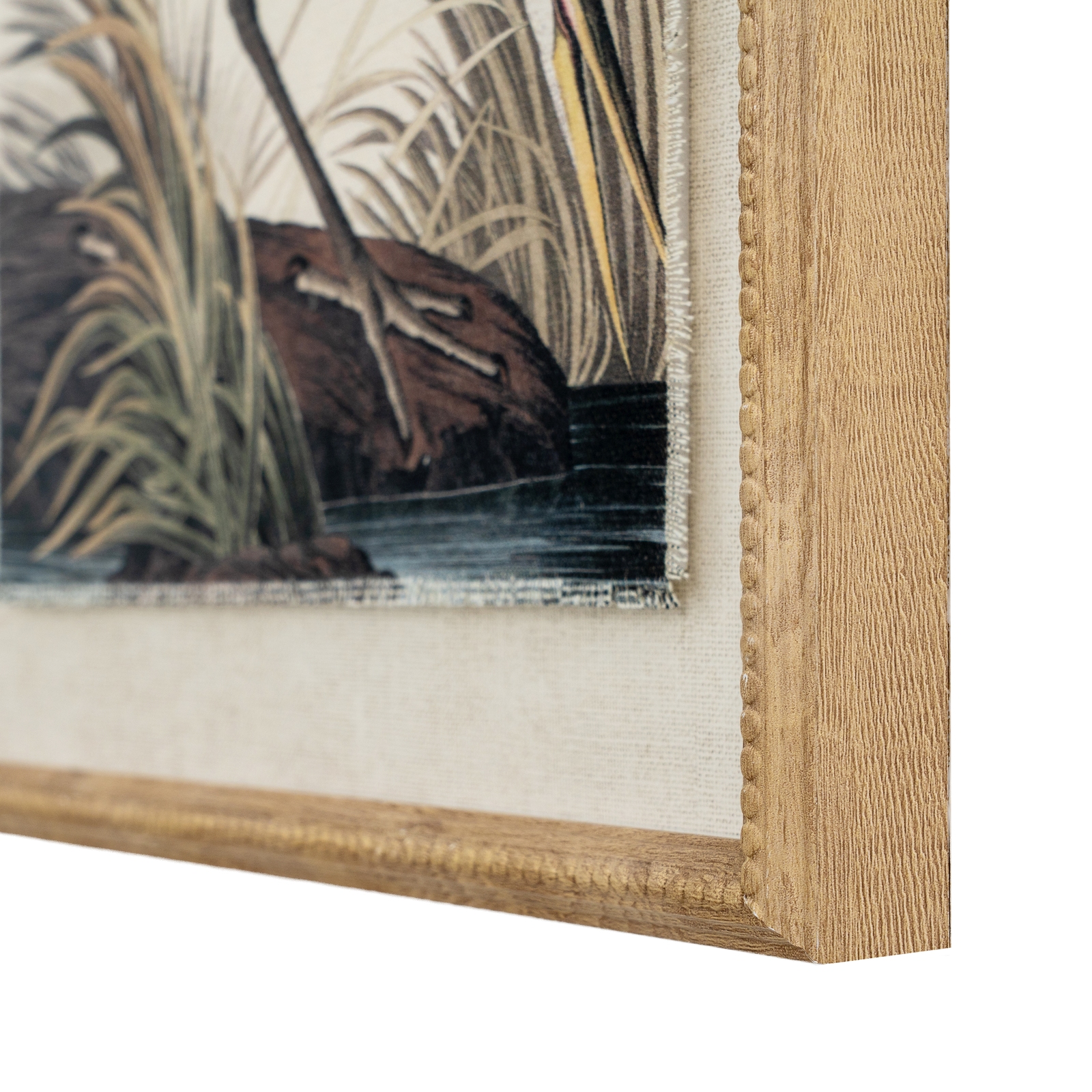 Flora & Fauna Collection Heron On Linen In Beaded Frame - Image 2