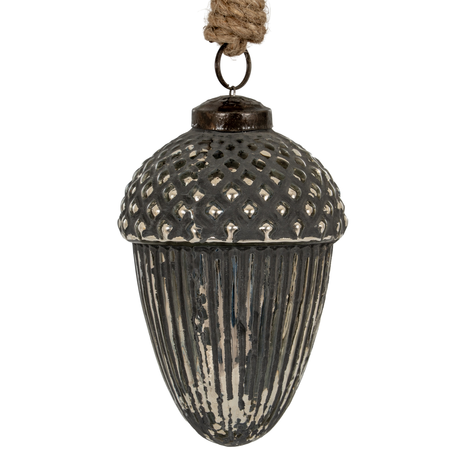 Grey Metallic Collection Large Acorn Bauble - Image 2