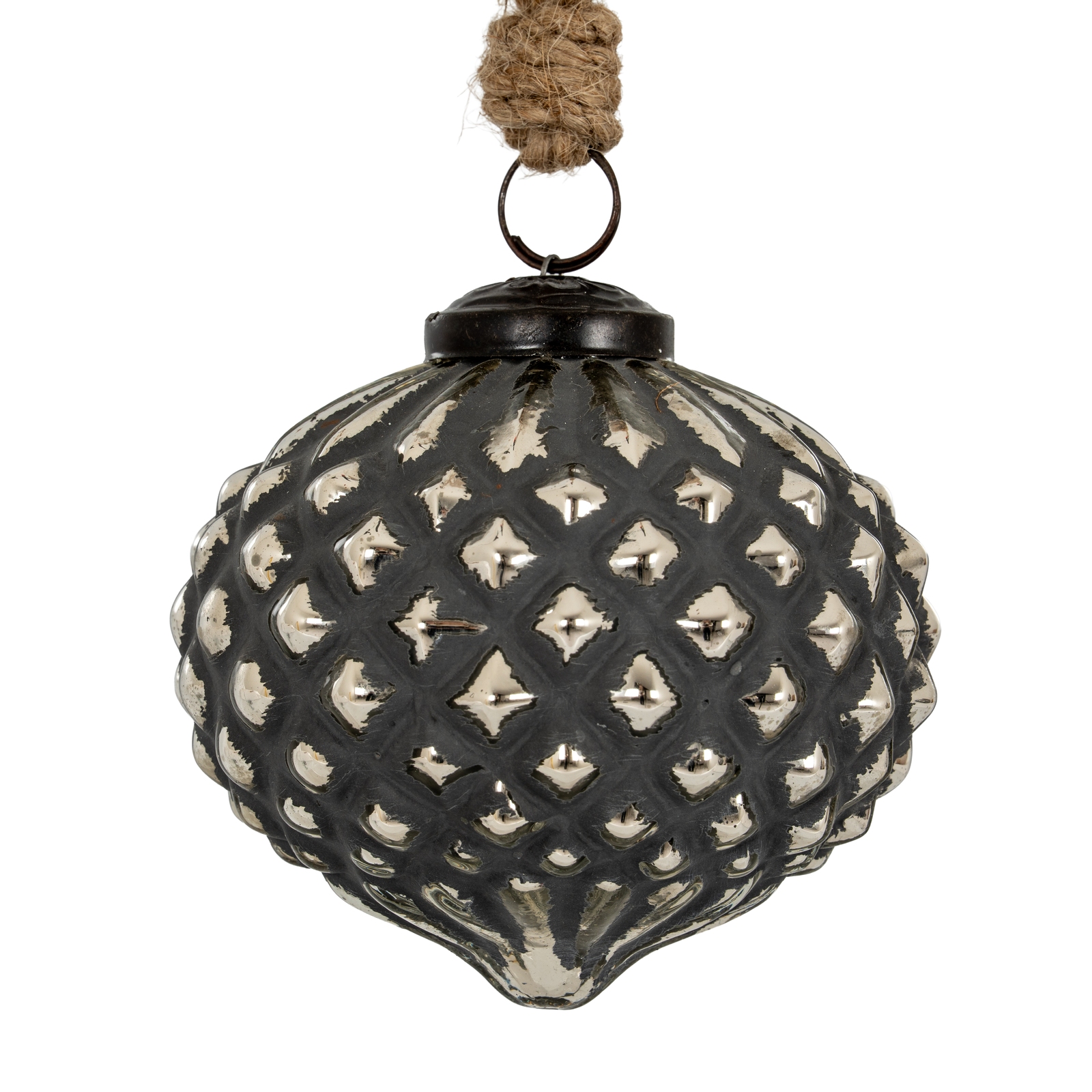 Grey Metallic Collection Large Teardrop Combe Bauble - Image 2