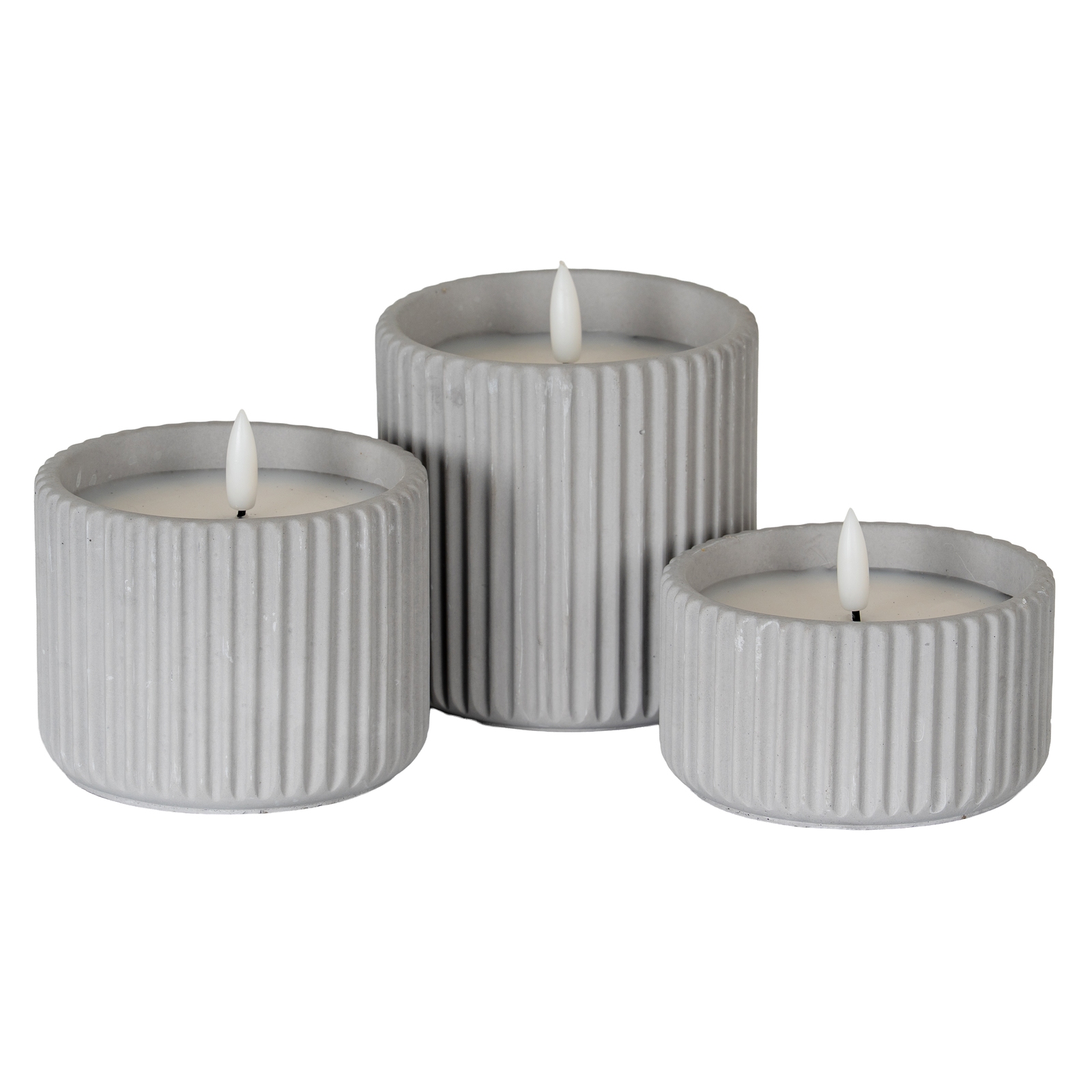 Luxe Collection Natural Glow Chalk Ribbed Large Led Candle - Image 3