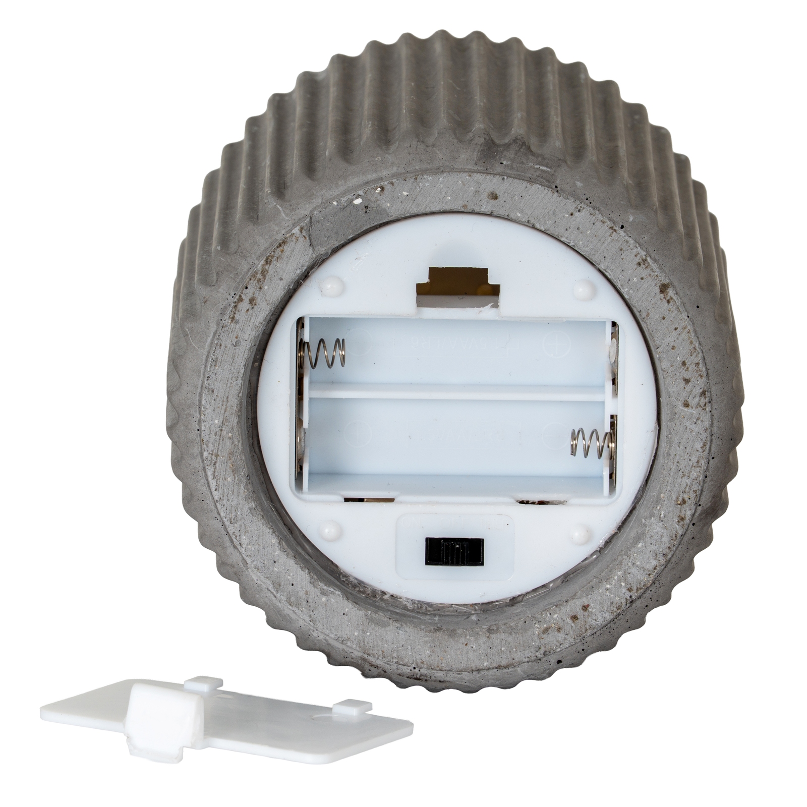 Luxe Collection Natural Glow Grey Ribbed Medium Led Candle - Image 5