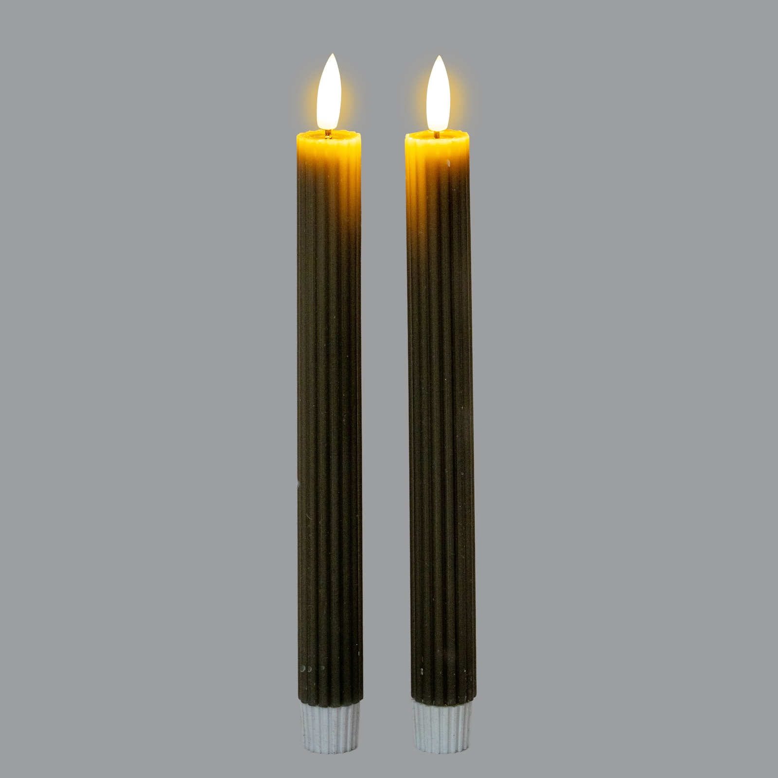Luxe Collection Natural Glow Grey  Ribbed Taper Candles - Image 2