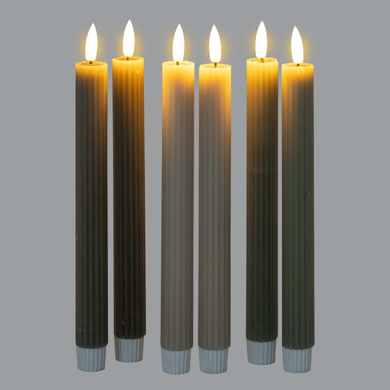 Luxe Collection Natural Glow Grey  Ribbed Taper Candles - Image 4