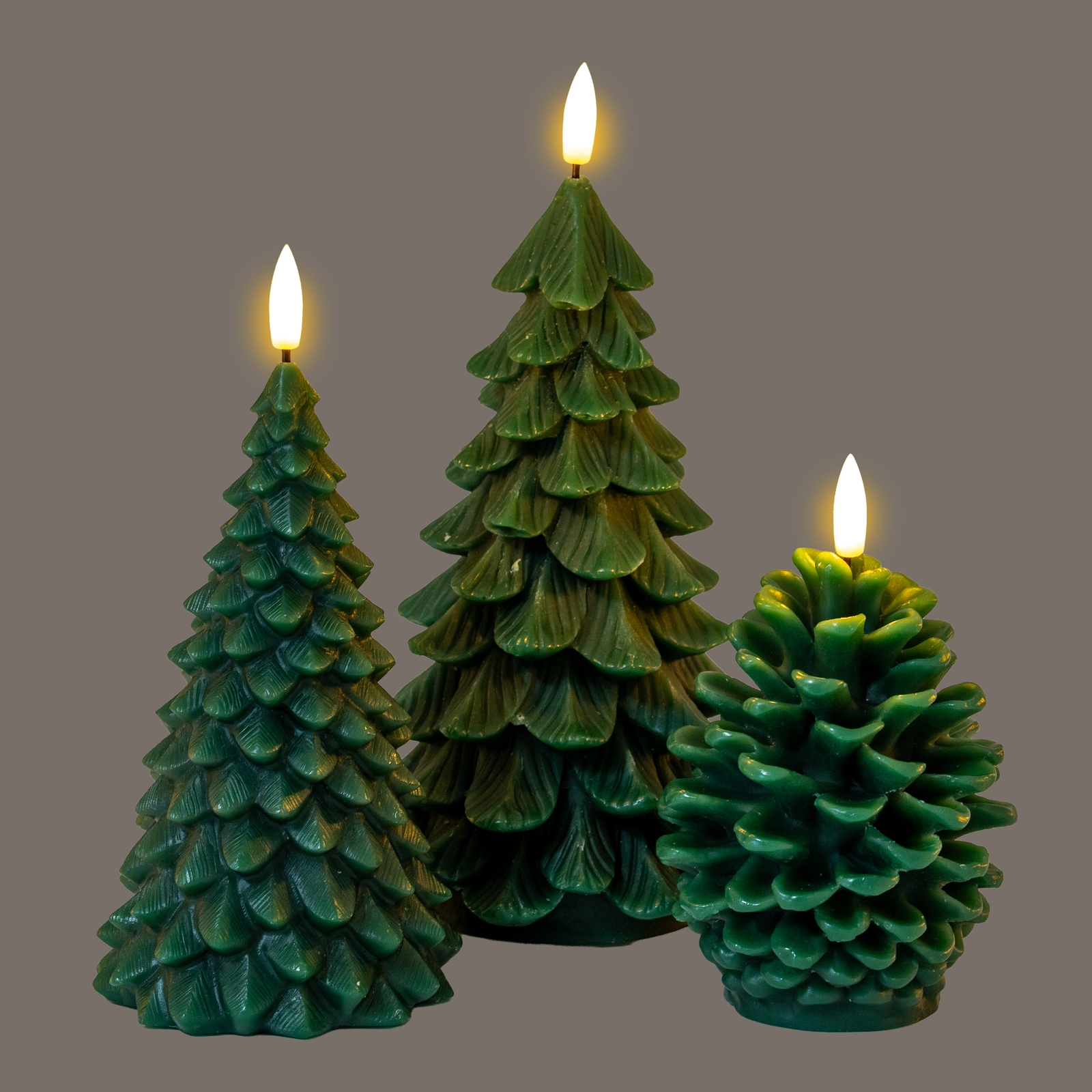 Luxe Collection Natural Glow Green Pinecone LED Wax Candle - Image 4