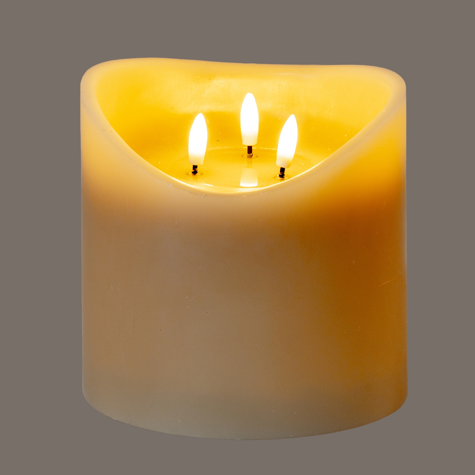 Luxe Collection Natural Glow 6x6 Taupe Melted LED Candle - Image 2