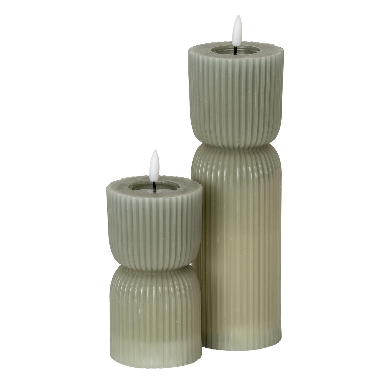 Luxe Collection Natural Glow 2.75x6 Grey Carved LED Candle - Image 3