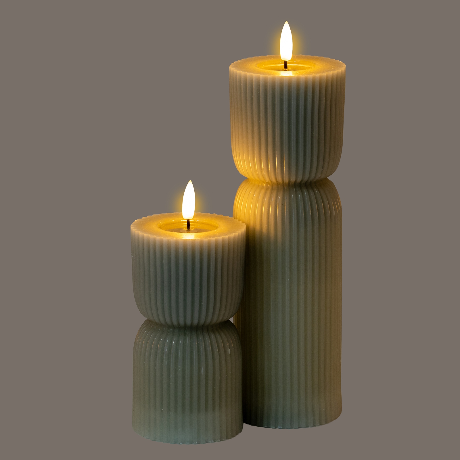 Luxe Collection Natural Glow 2.75x6 Grey Carved LED Candle - Image 4