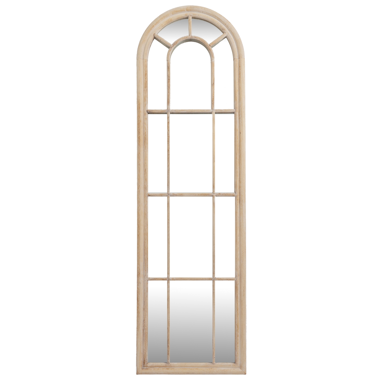 Washed Wood Tall Arched Window Mirror - Image 1