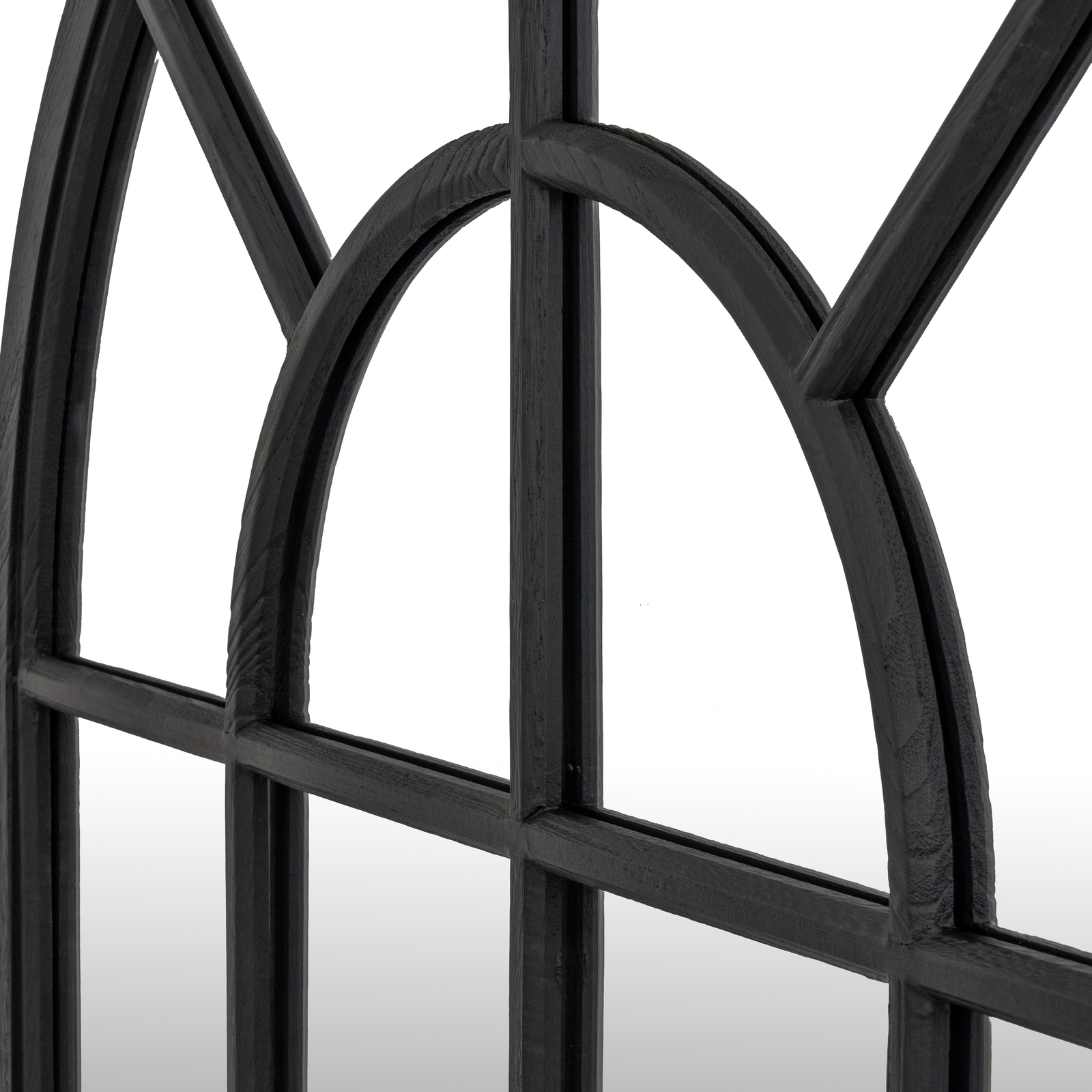 Black Wood Arched Window Mirror - Image 4