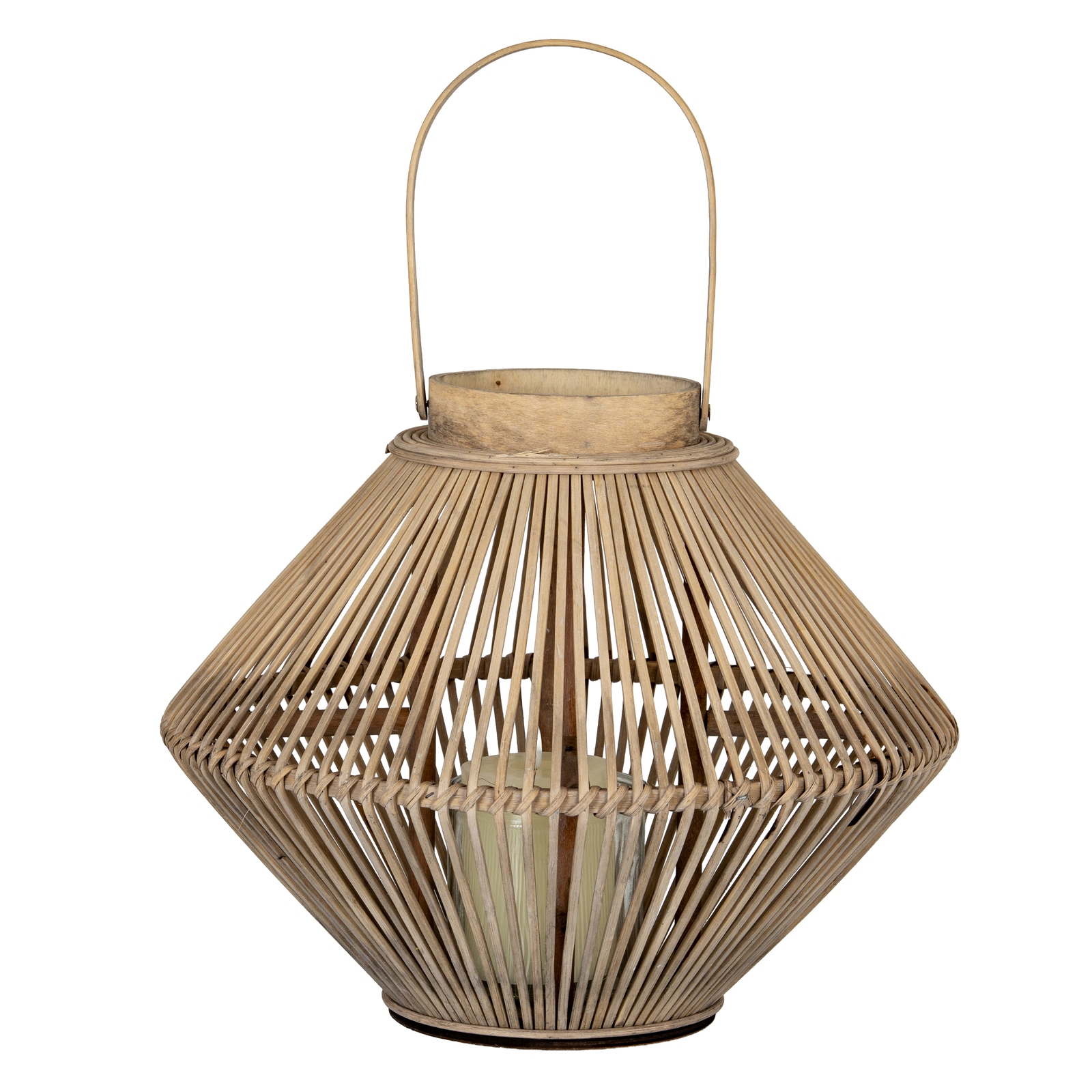 Cone Wicker Lantern With Glass Holder - Image 2