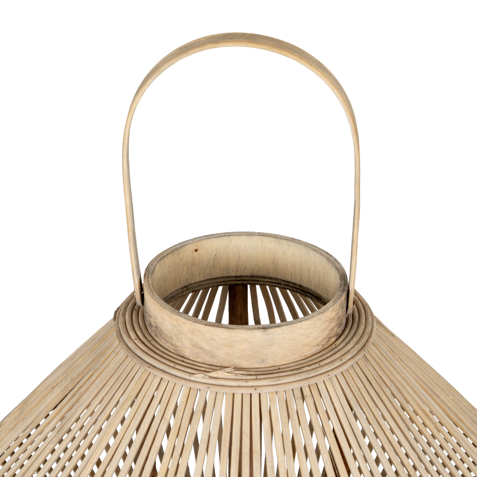 Cone Wicker Lantern With Glass Holder - Image 3