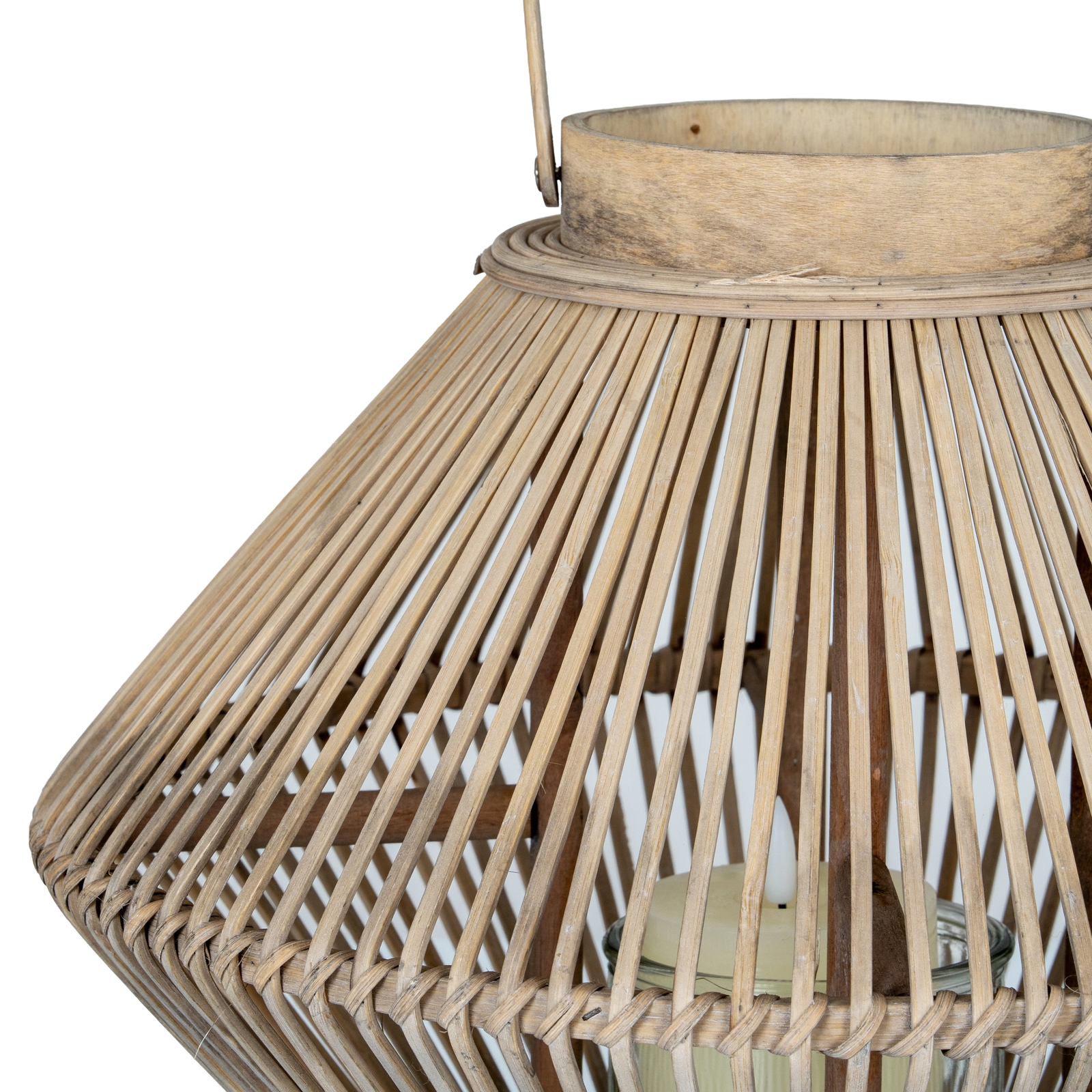 Cone Wicker Lantern With Glass Holder - Image 4