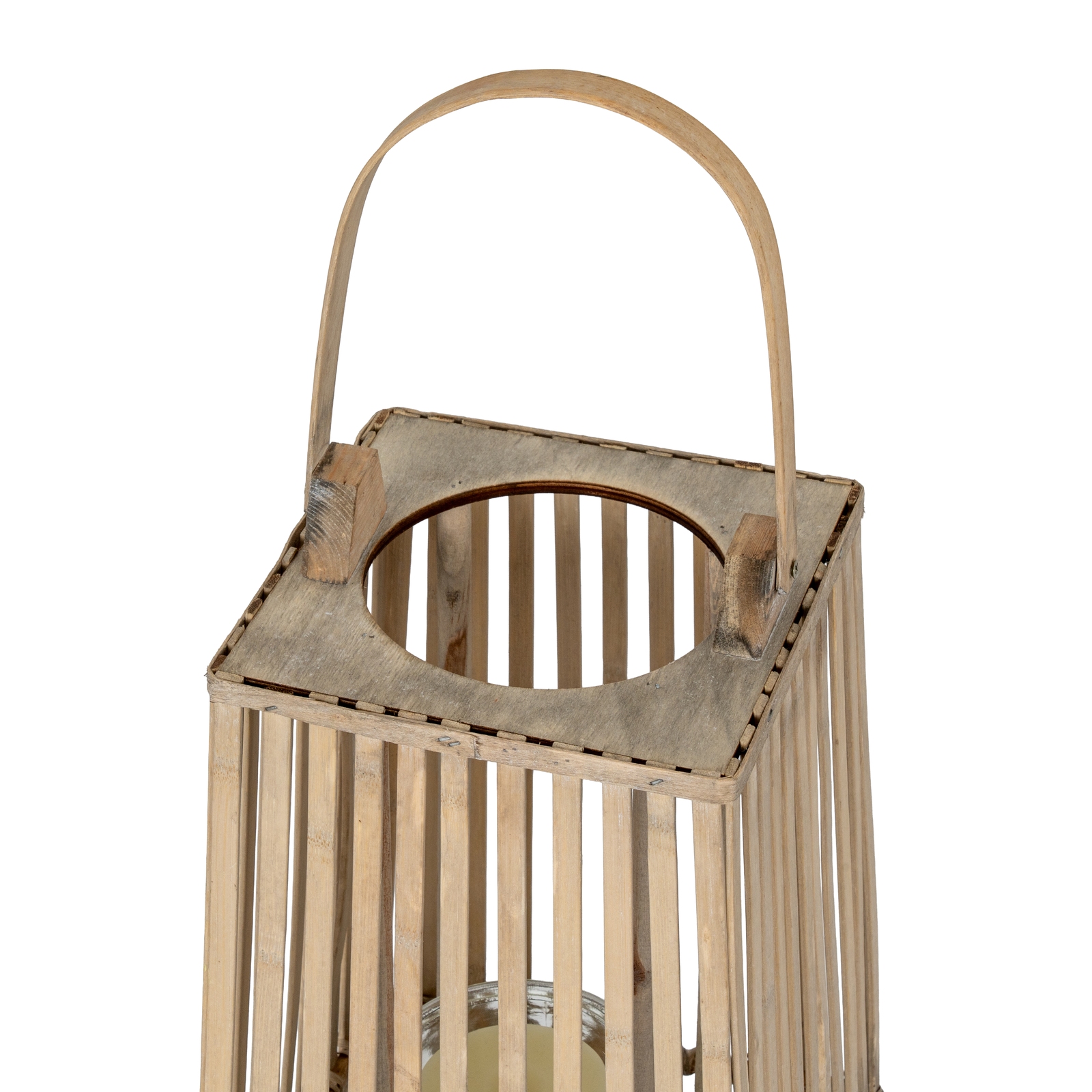 Small Silo Wicker Lantern With Glass Holder - Image 3