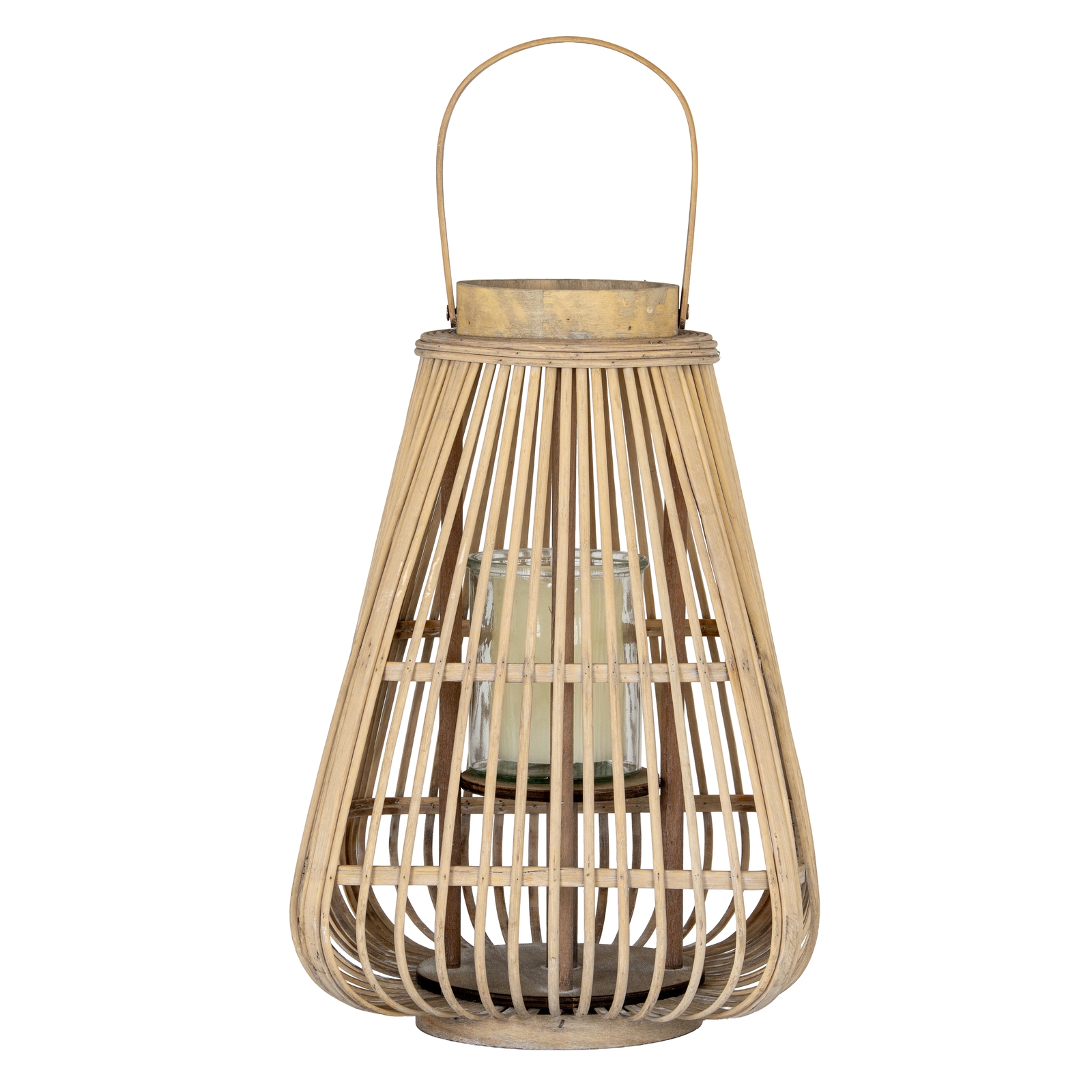 Large Peardrop Wicker Lantern With Glass Holder - Image 2