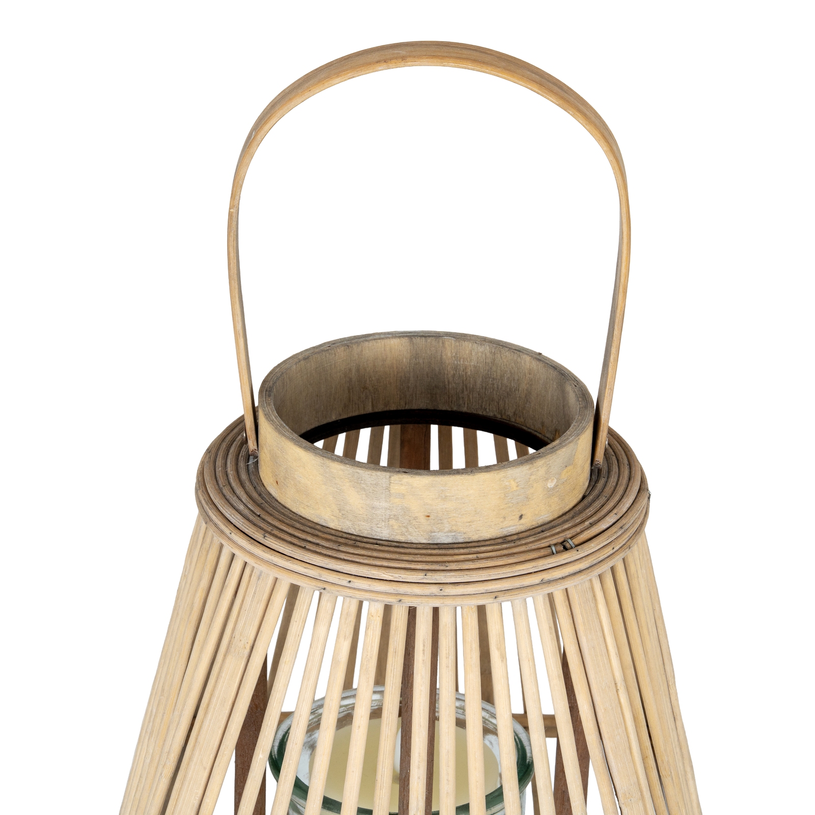 Large Peardrop Wicker Lantern With Glass Holder - Image 3