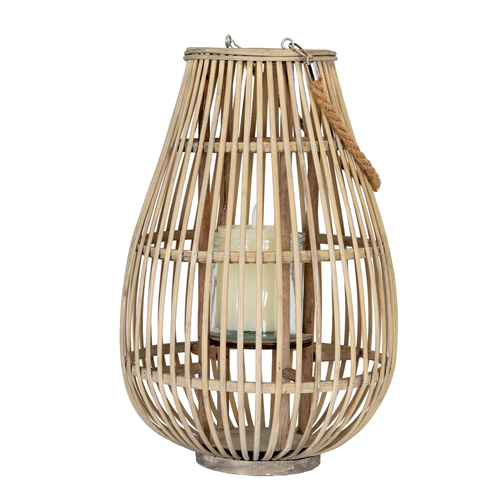 Large Ellipse Wicker Lantern With Glass Holder - Image 2
