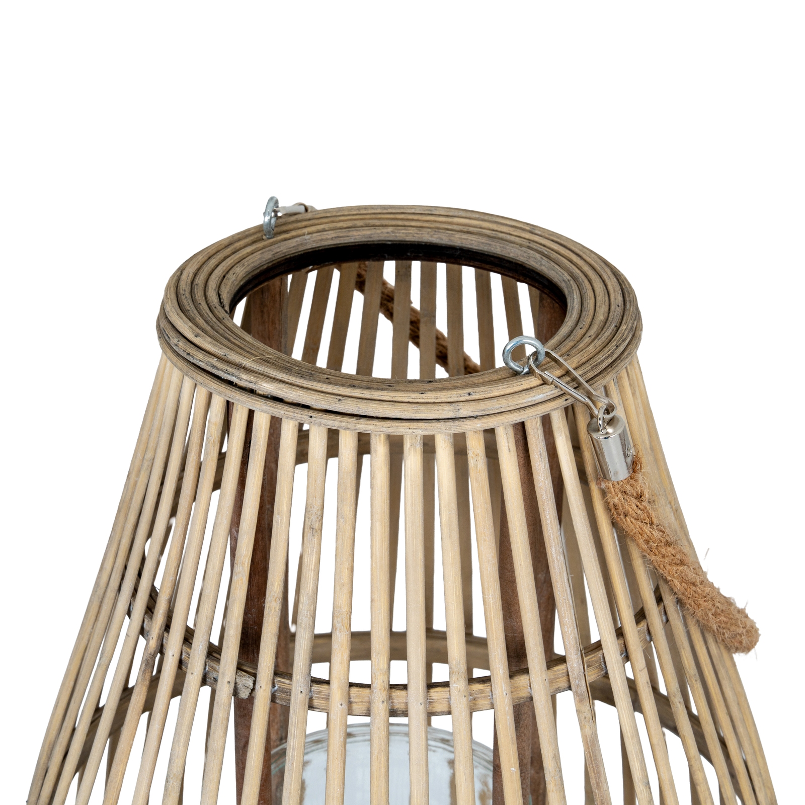 Large Ellipse Wicker Lantern With Glass Holder - Image 3