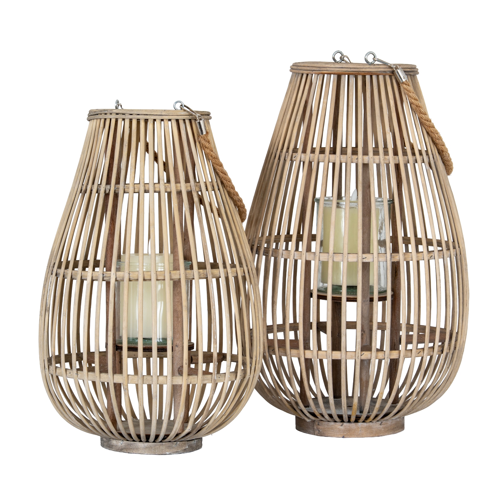 Large Ellipse Wicker Lantern With Glass Holder - Image 5