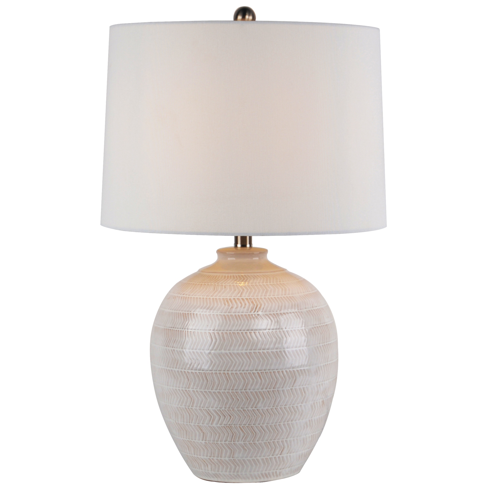 Chevronne Ceramic Table Lamp With Linen Shade - Image 1