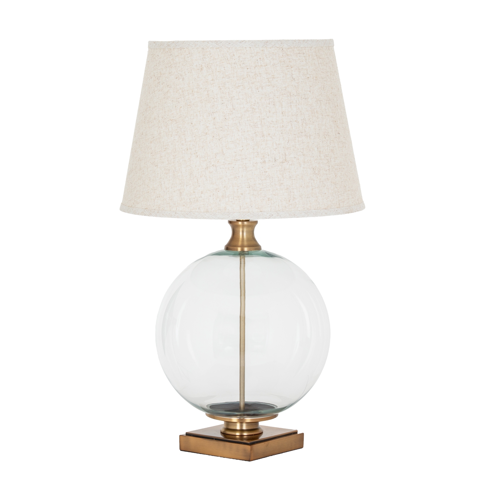 Lunel Glass Orb Table Lamp With Edged Linen Shade - Image 2