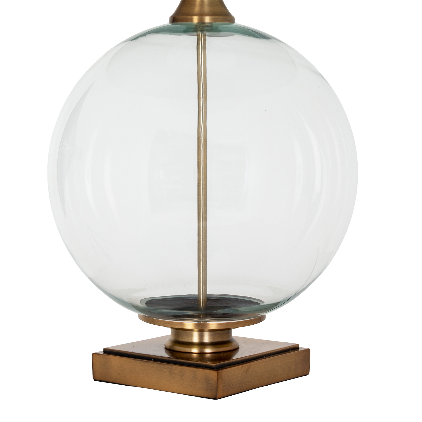 Lunel Glass Orb Table Lamp With Edged Linen Shade - Image 3