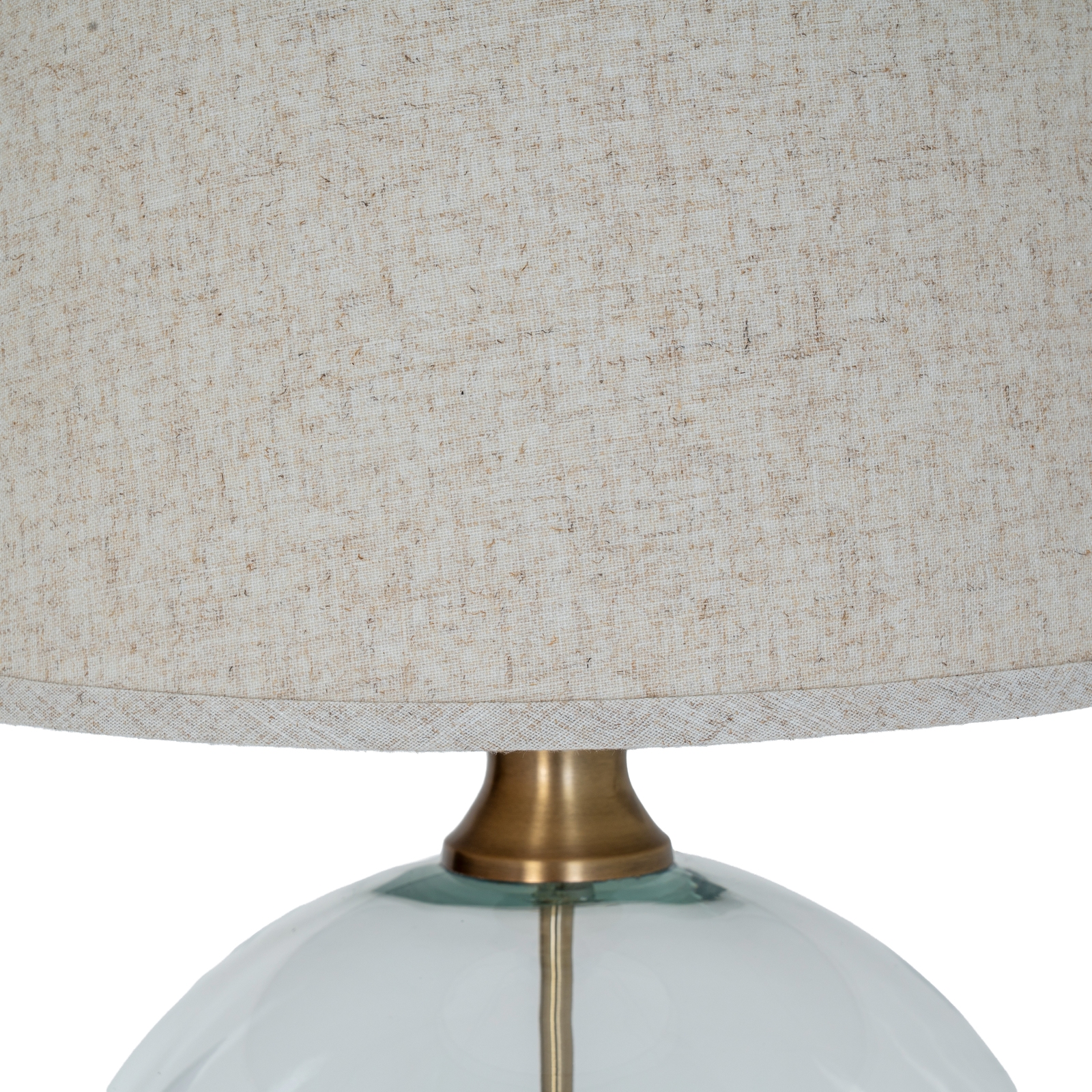 Lunel Glass Orb Table Lamp With Edged Linen Shade - Image 4