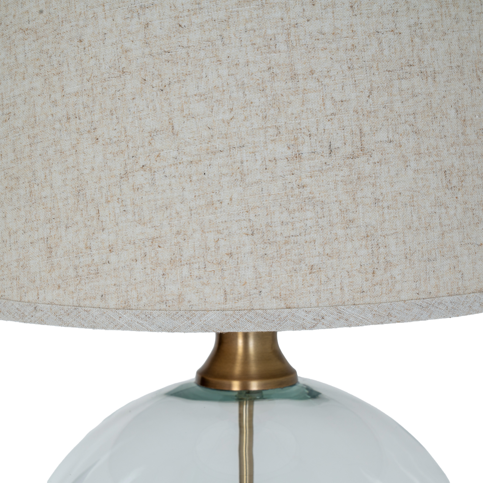 Lunel Glass Orb Table Lamp With Edged Linen Shade - Image 5