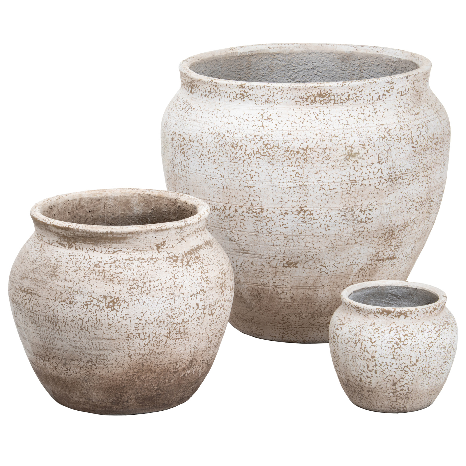 Veld Rustic Wash Set Of 3 Belly Pots - Image 1