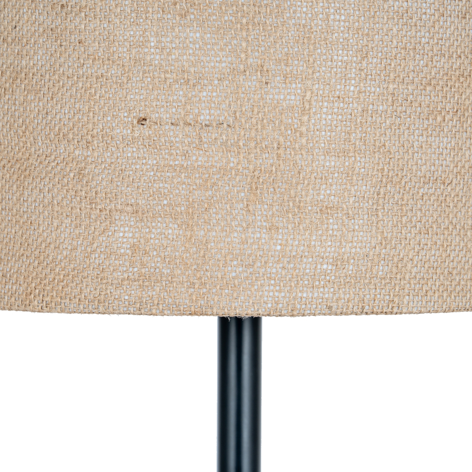 Black Cannon Table Lamp With Hessian Shade - Image 4