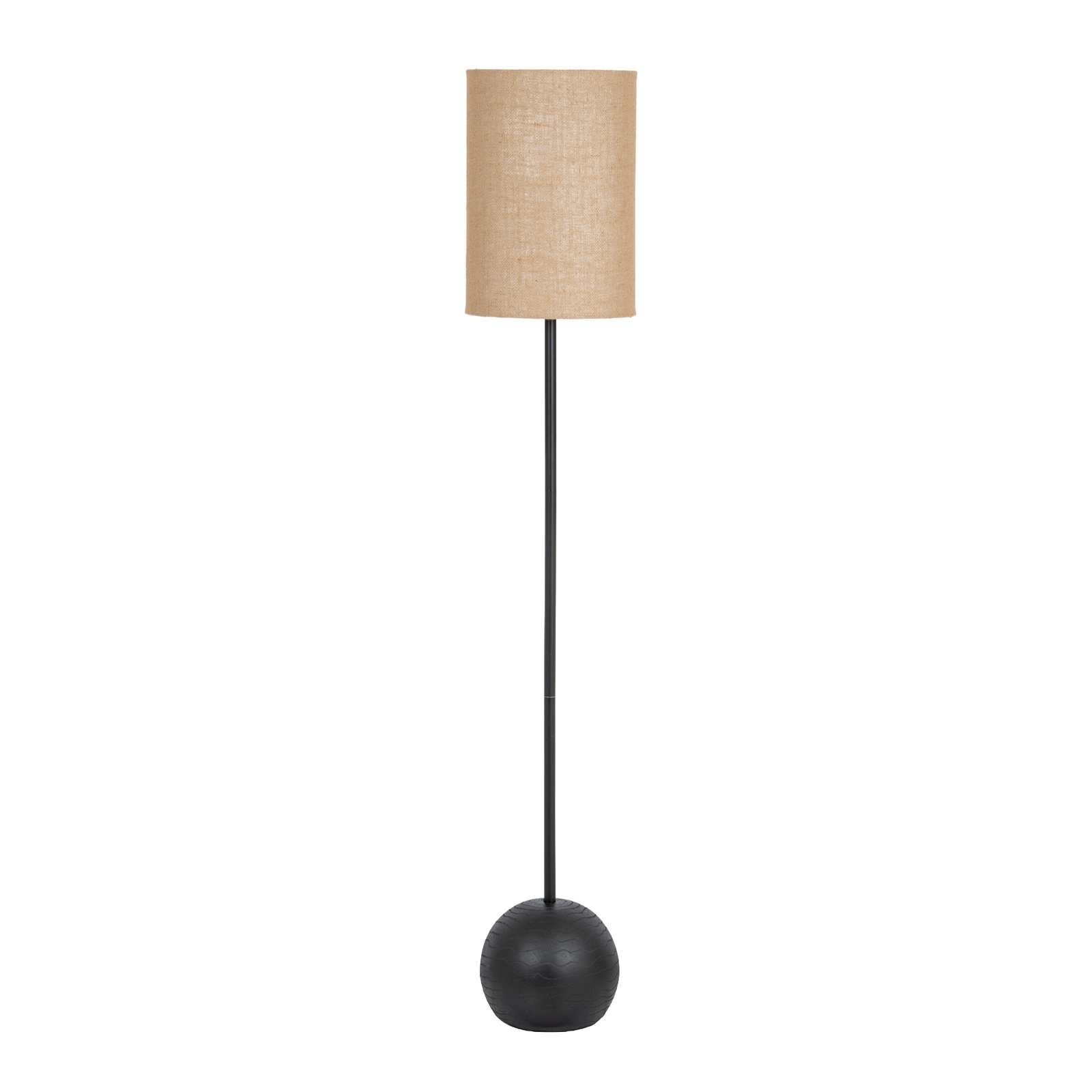 Black Cannon Floor Lamp With Hessian Shade - Image 1