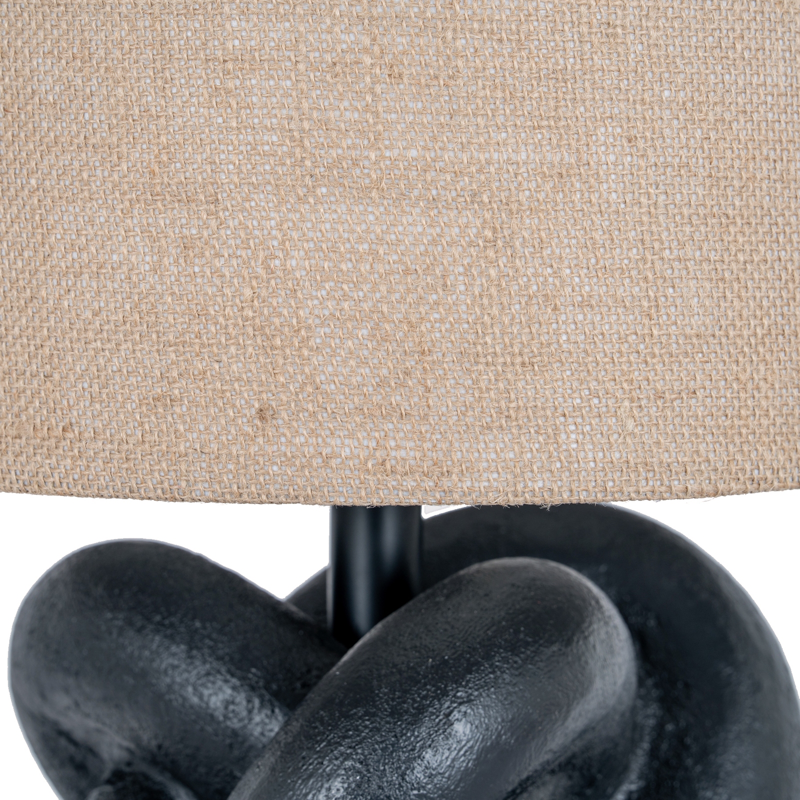 Black Knot Table Lamp With Hessian Shade - Image 3