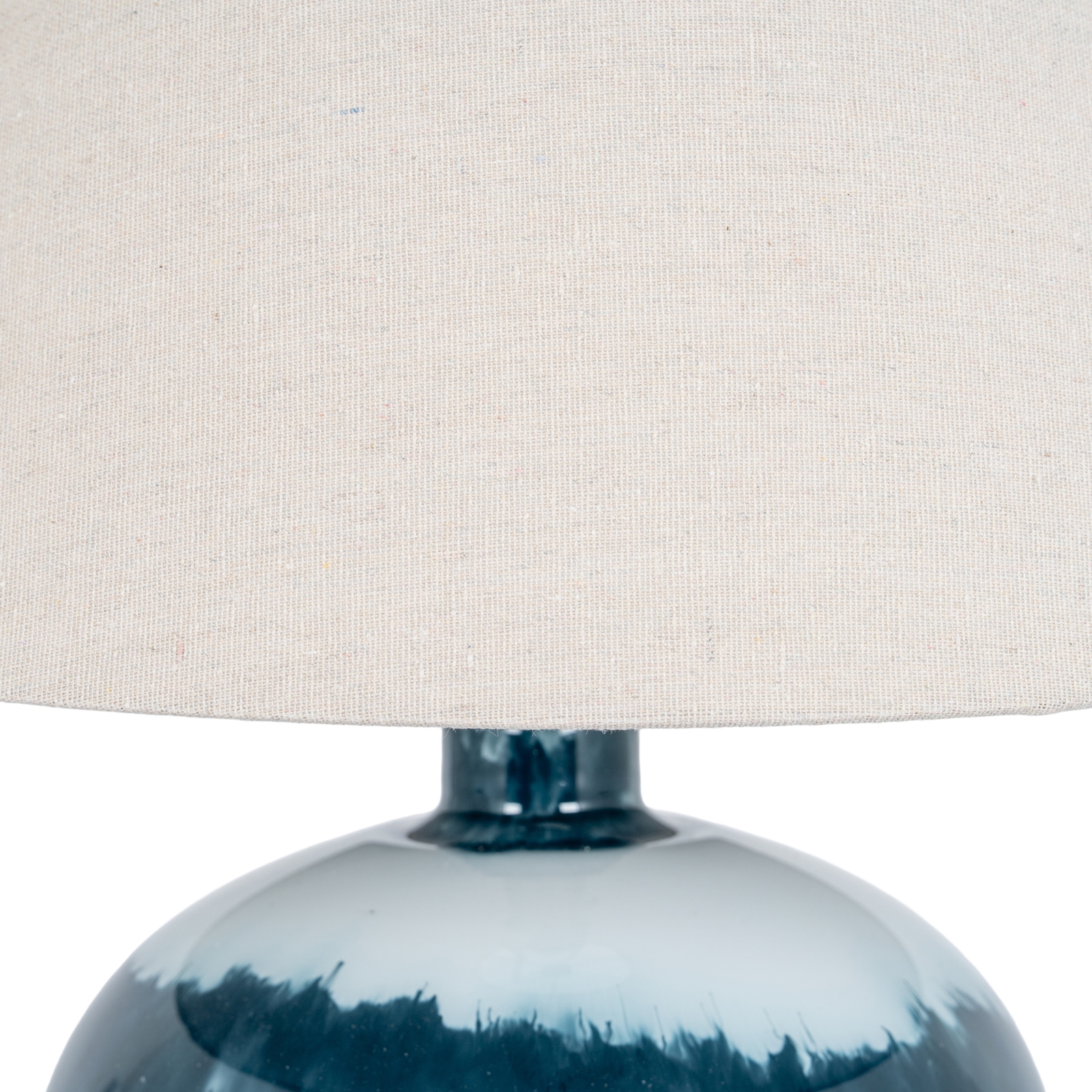Ocean Shadows Squat  Table Lamp With Linen Shade - Image 3