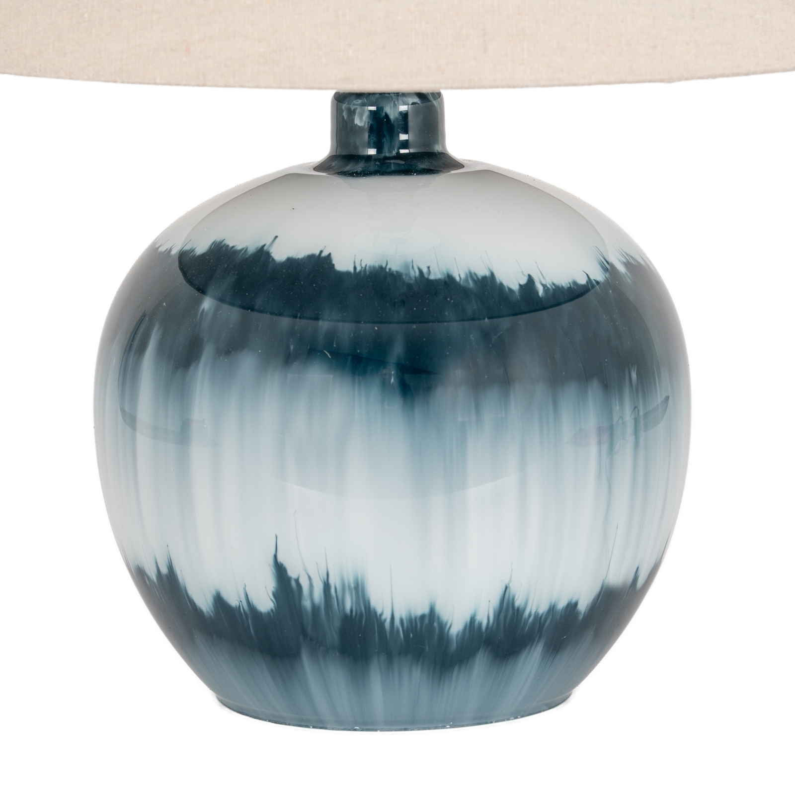 Ocean Shadows Squat  Table Lamp With Linen Shade - Image 4