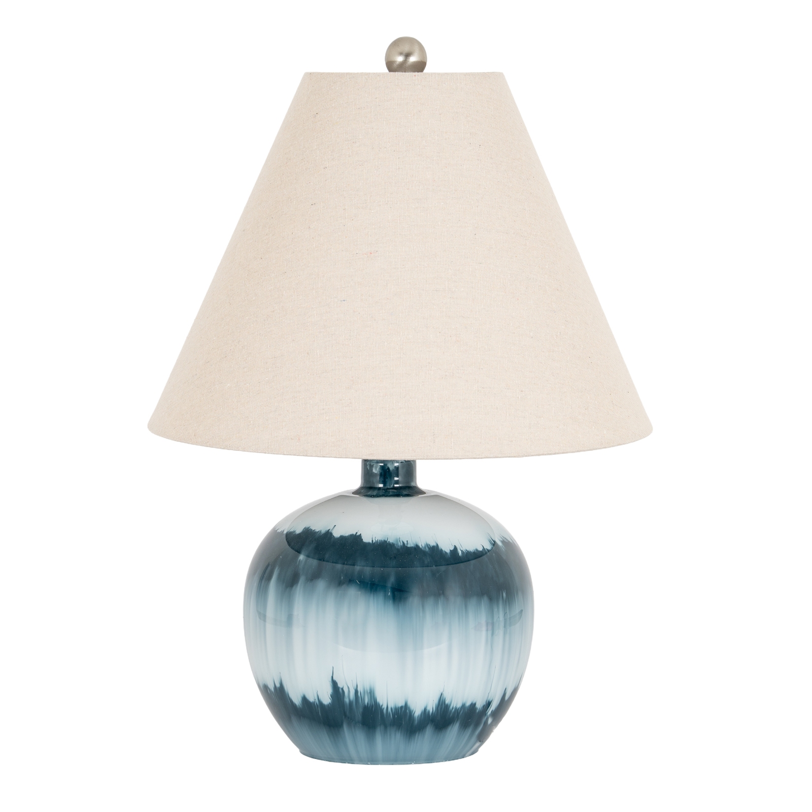 Ocean Shadows Squat  Table Lamp With Linen Shade - Image 1