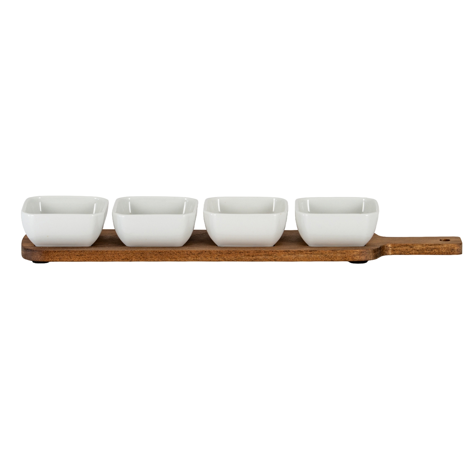 Acacia Serving Board including Four Ceramic Serving Bowls - Image 2