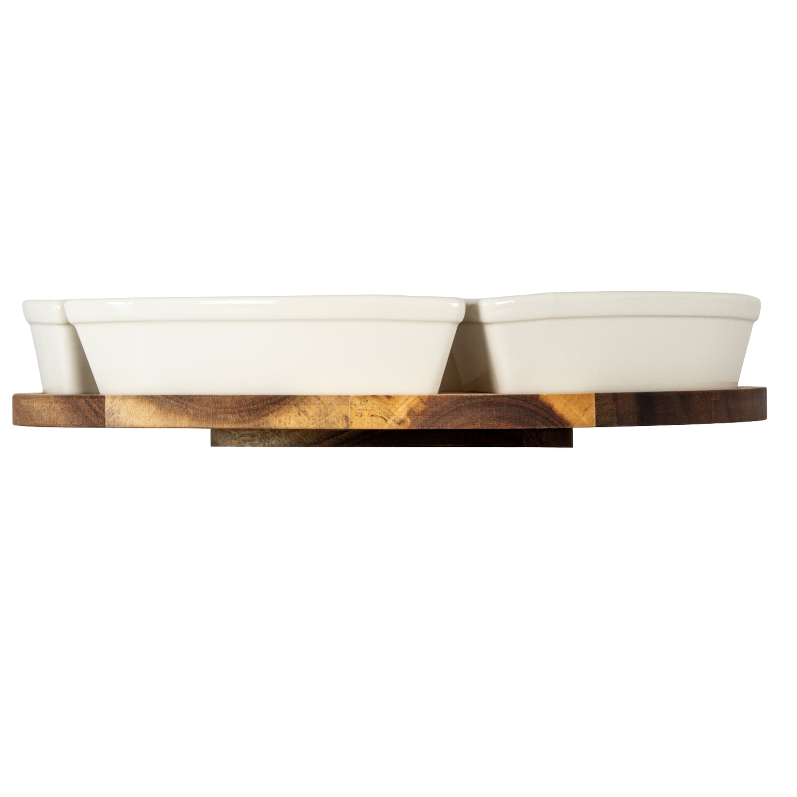 Acacia Lazy Susan including Ceramic Serving Bowls - Image 3