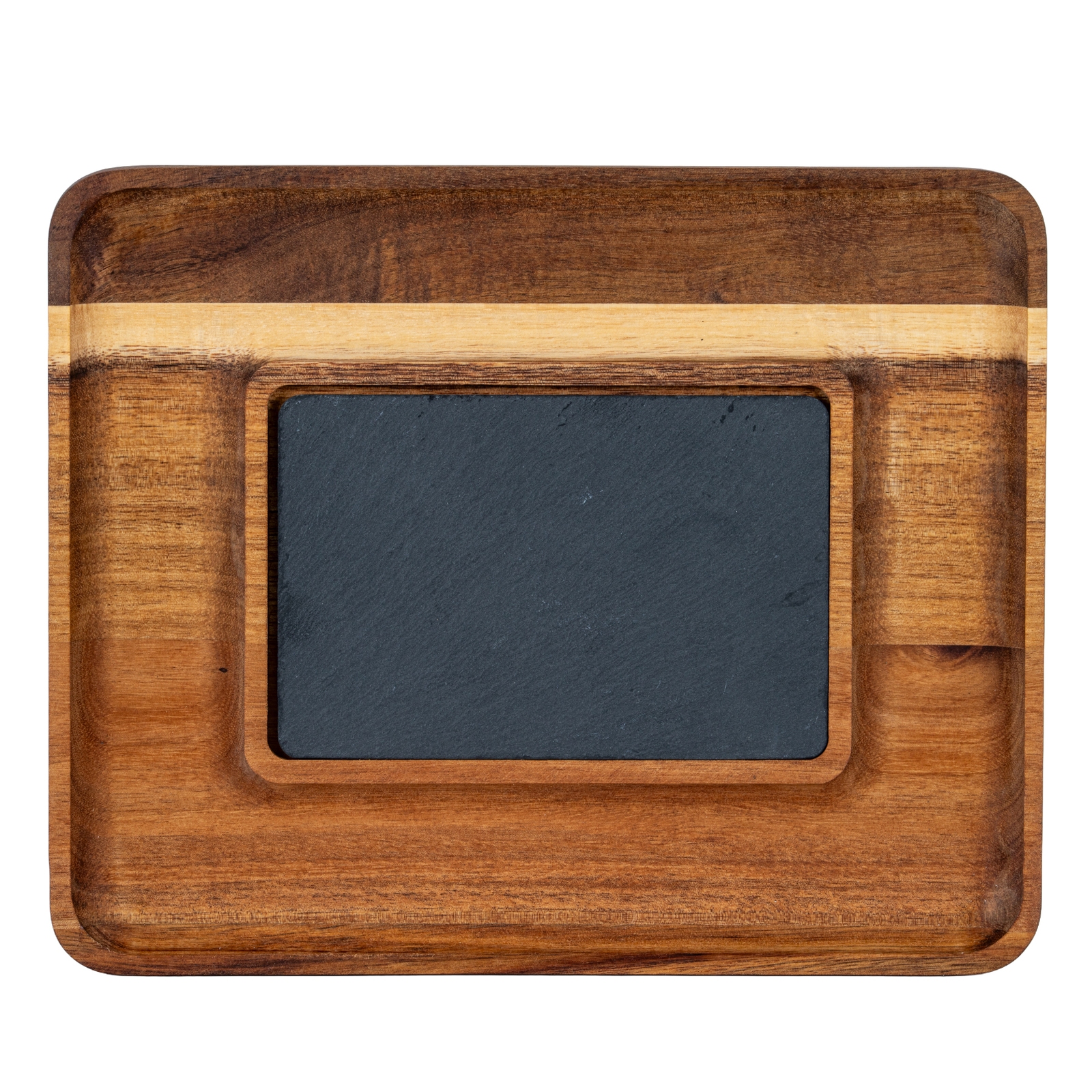 Acacia Serving Tray with Slate - Image 1