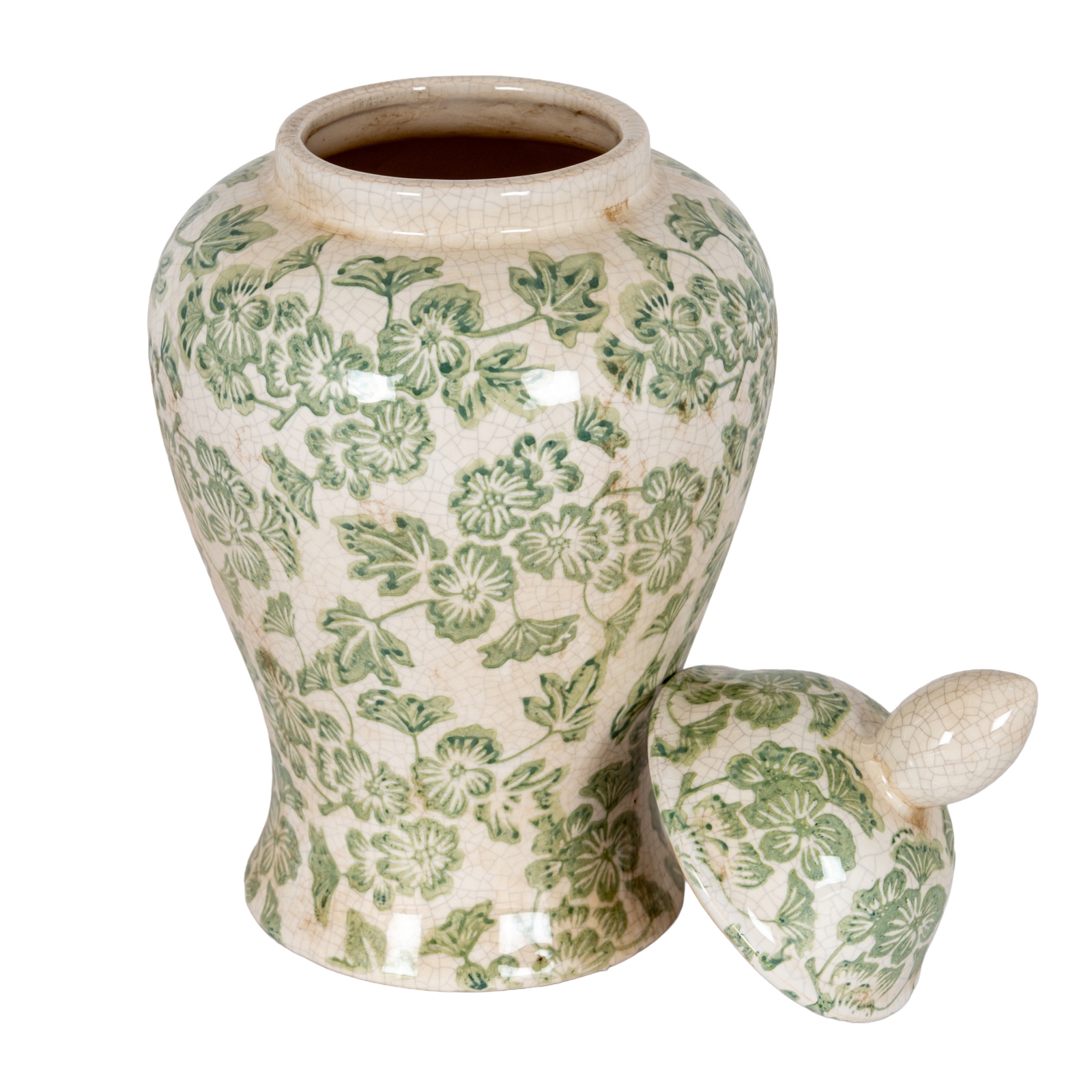 Green Clover Ceramic Ginger Jar - Image 3