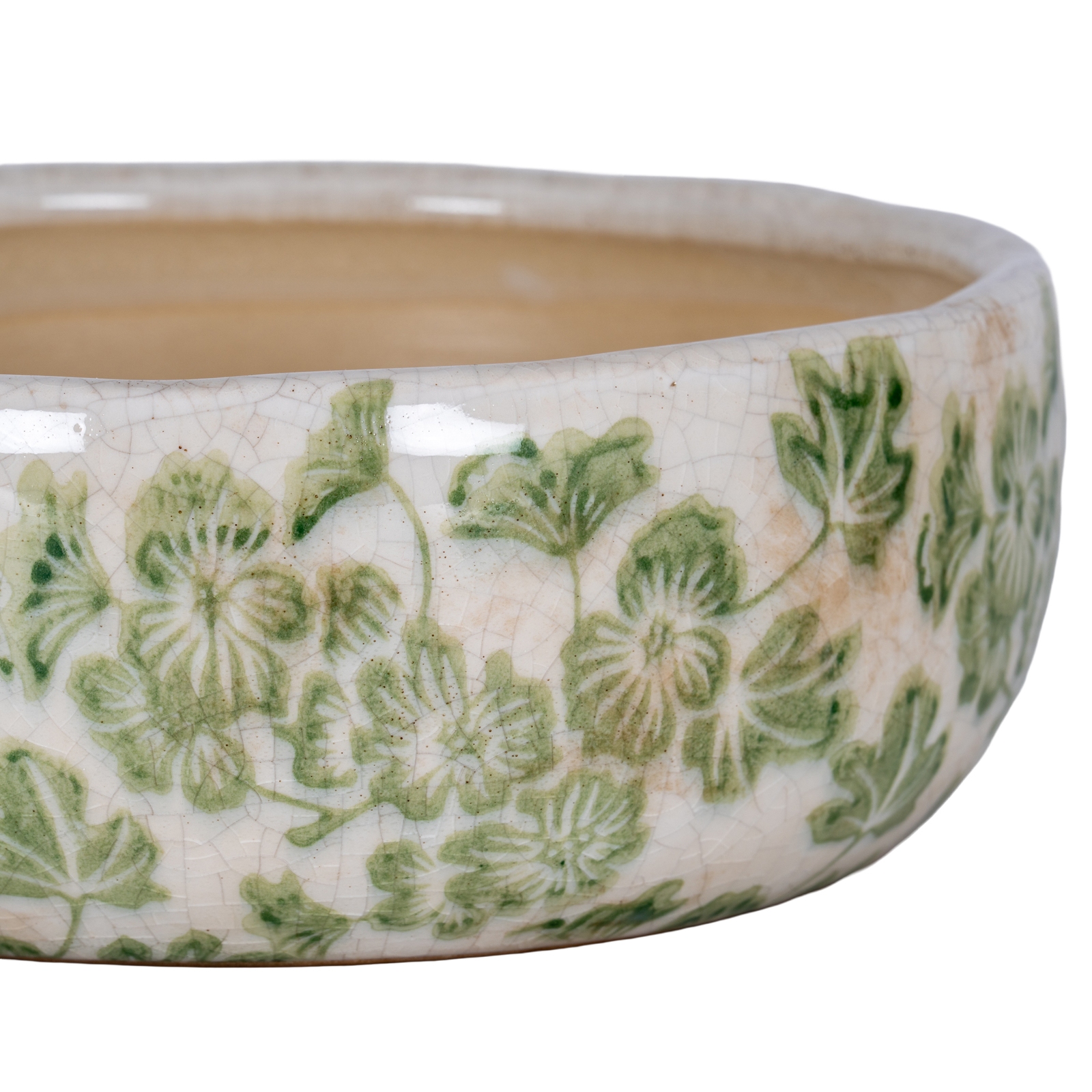 Large Green Clover Ceramic Bowl Pot - Image 2