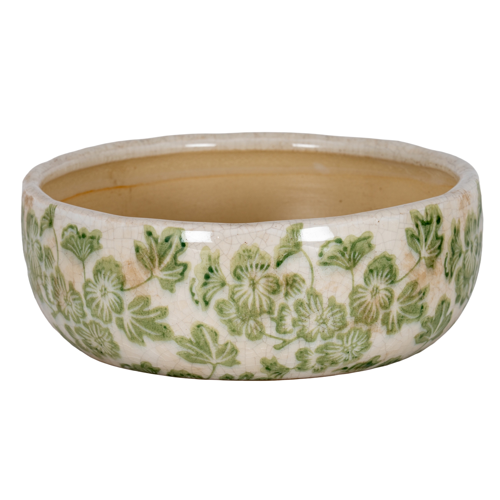Large Green Clover Ceramic Bowl Pot - Image 1