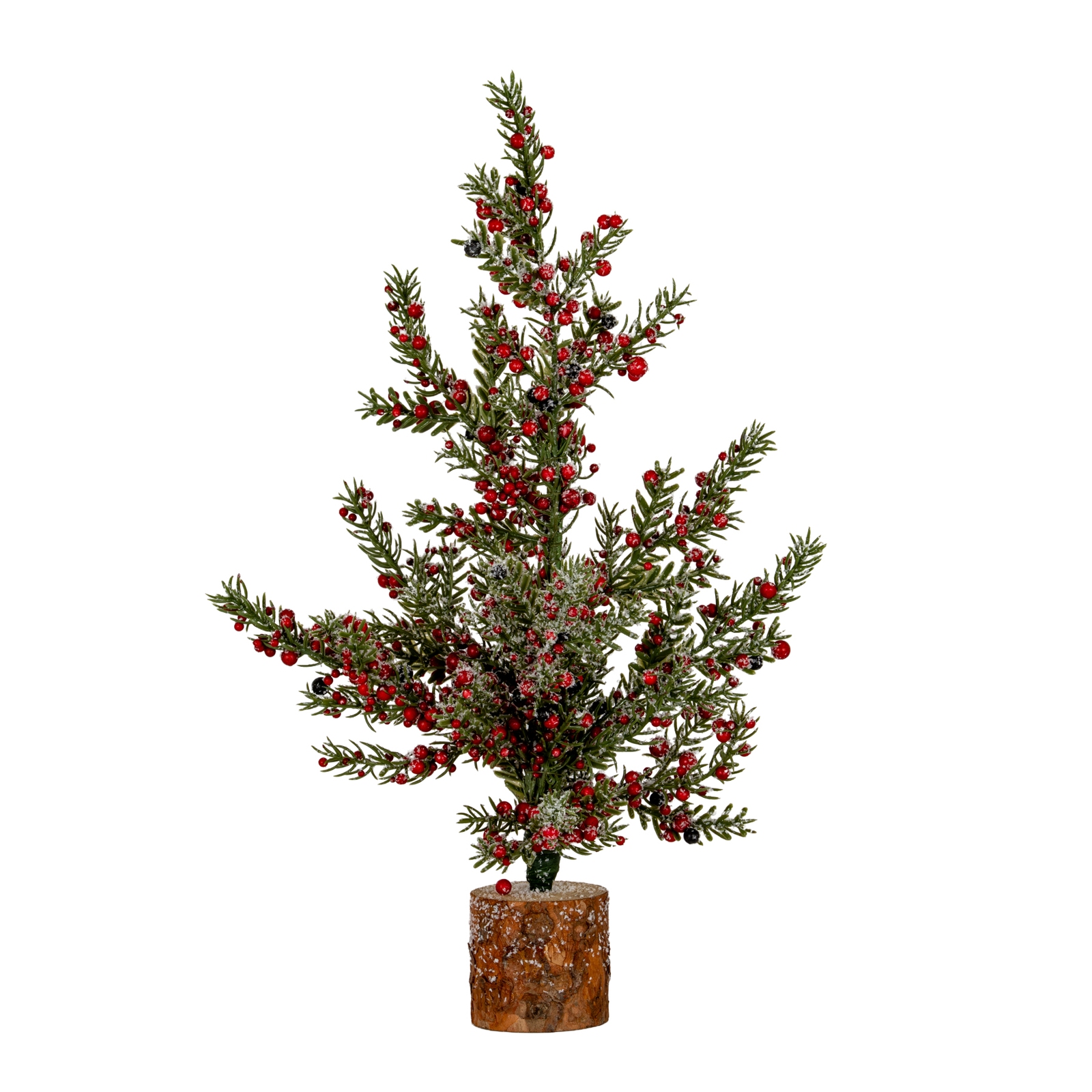 Medium Frosted Winter Berry Tree On Wooden Block - Image 1