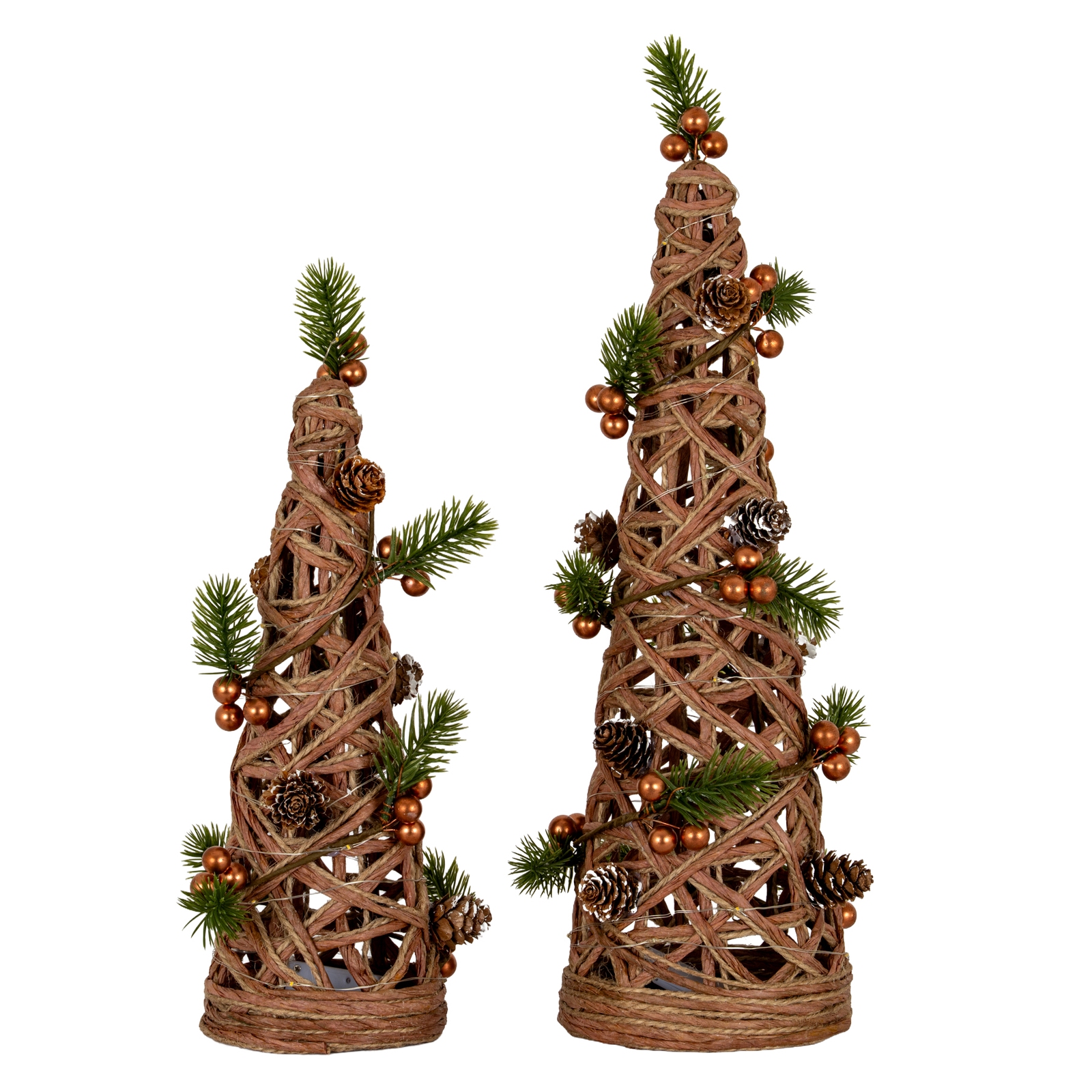 Large LED Natural Rattan Cone Tree With Winter Branches - Image 5