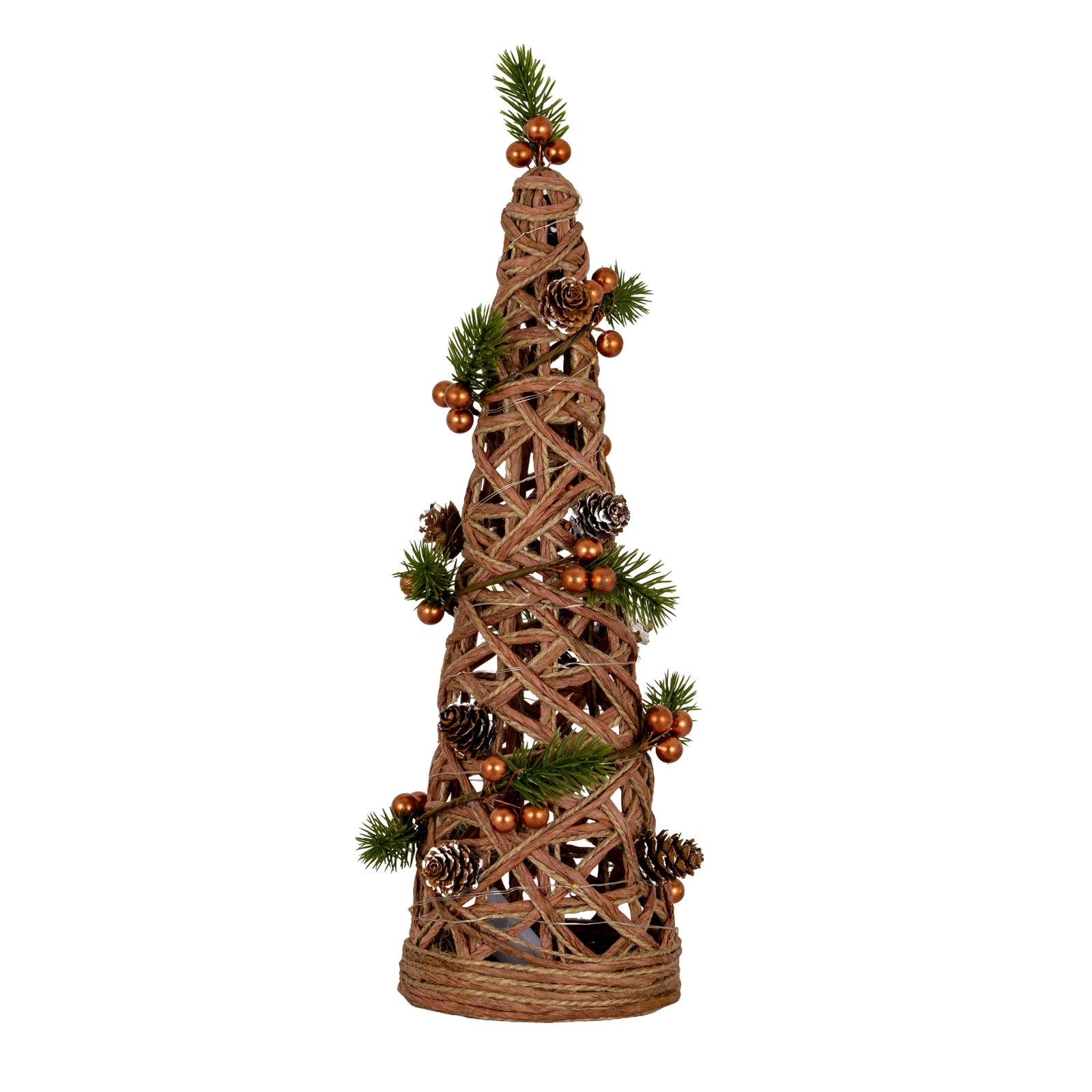 Large LED Natural Rattan Cone Tree With Winter Branches - Image 1